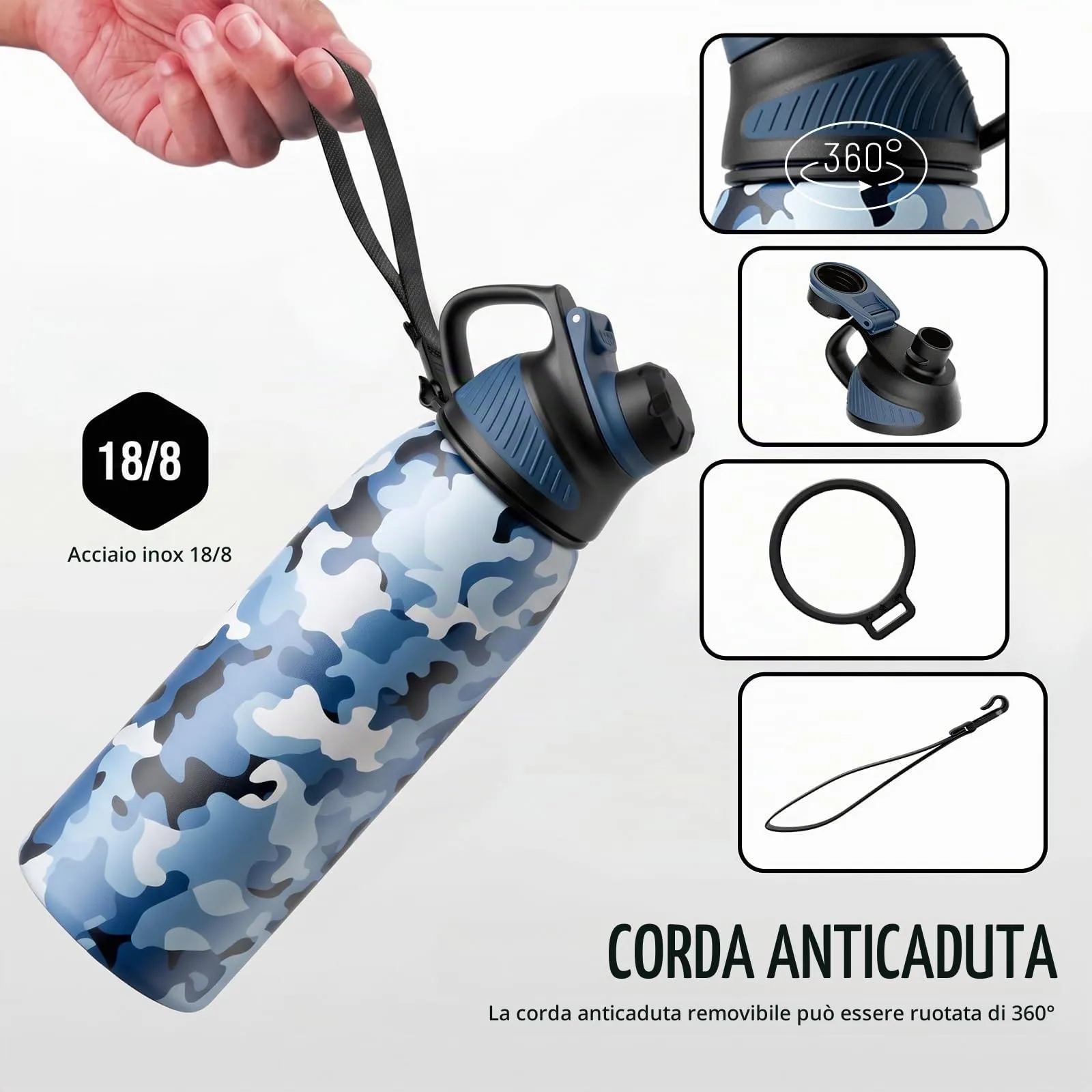 Fjbottle Borraccia Sportiva in Acciaio Inox, 1 L, con Coperchio Magnetico - immagine 3