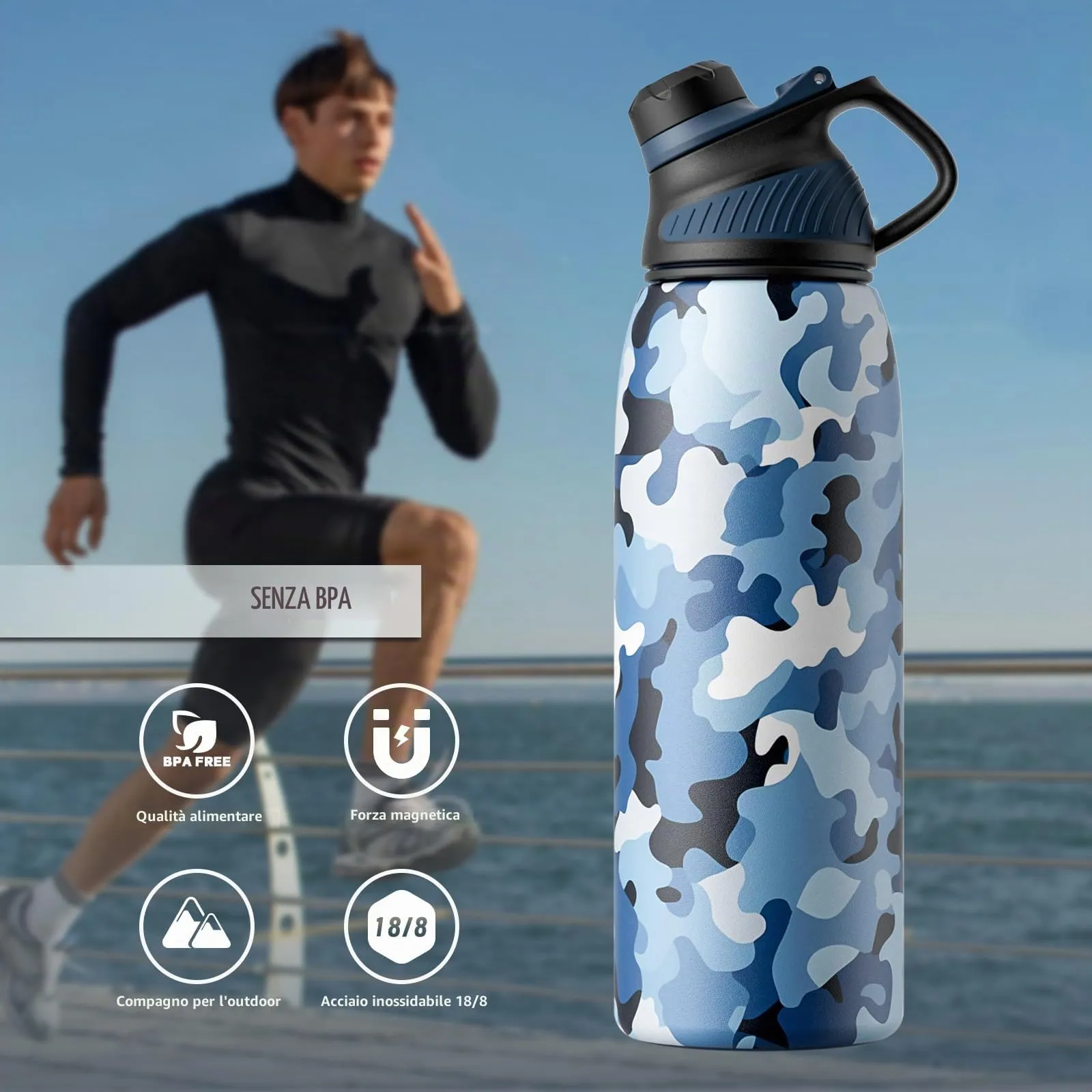 Fjbottle Borraccia Sportiva in Acciaio Inox, 1 L, con Coperchio Magnetico - immagine 5