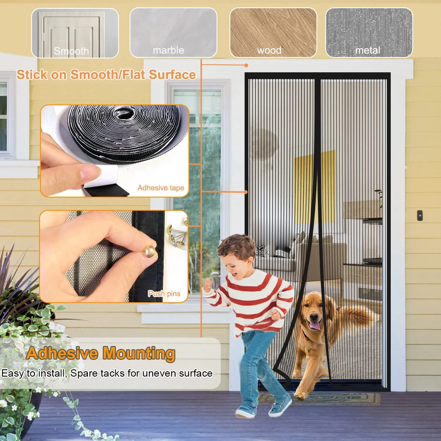 Risareyi Zanzariera Magnetica per Porte 150x255cm, Nero, Rete Fine - immagine 5