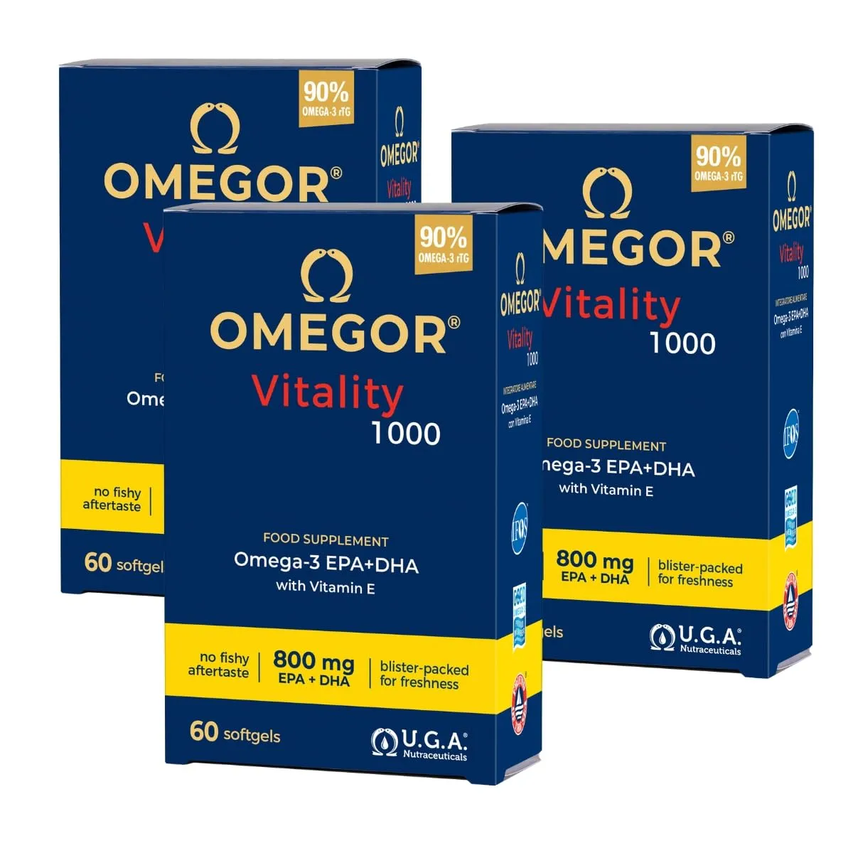 Omegor Vitality 1000 Omega3 EPA/DHA e Vitamina E - 60 cps (3 Confezioni) - immagine 1