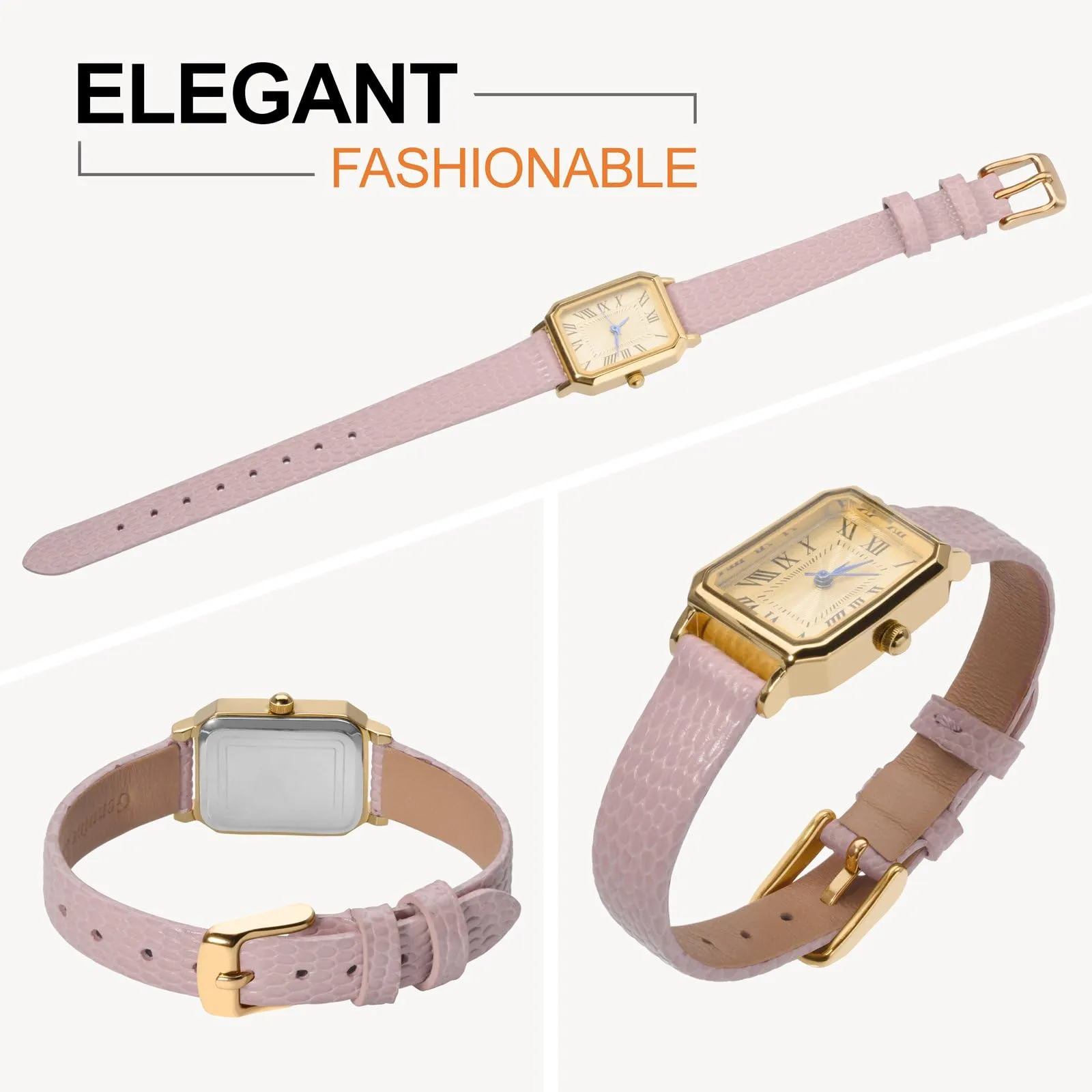 ANNEFIT Cinturino in Pelle 10mm per Orologi Donna, Fibbia in Acciaio Inossidabile Oro Rosa - immagine 8
