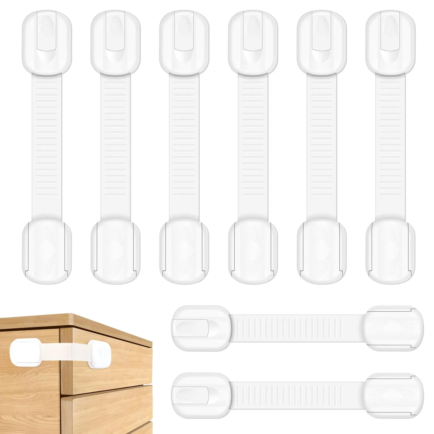 Septeamay Sicurezza Cassetti Bambini, Chiusure per Armadietto, Cassetto, Armadio e Frigorifero, 8 Pezzi, Bianca - immagine 1