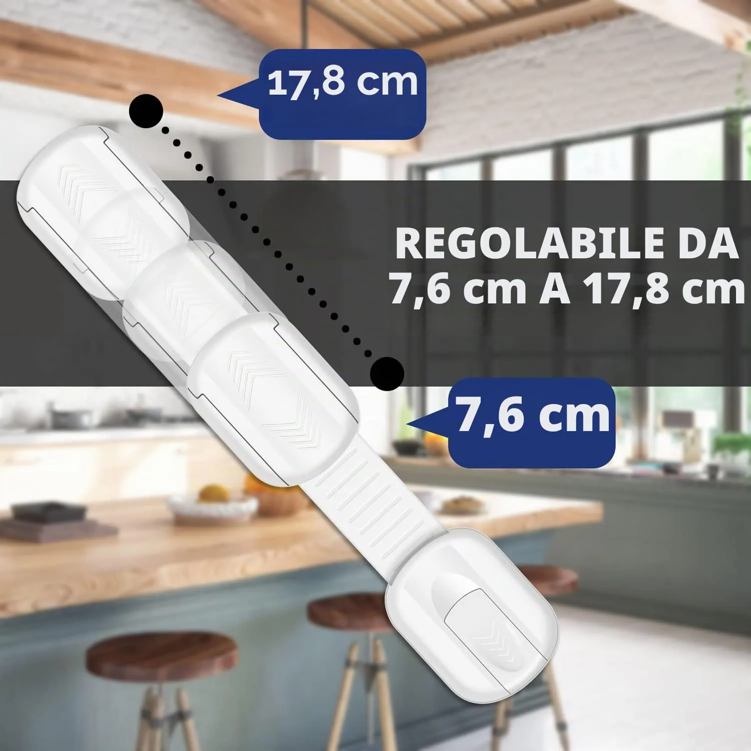 Septeamay Sicurezza Cassetti Bambini, Chiusure per Armadietto, Cassetto, Armadio e Frigorifero, 8 Pezzi, Bianca - immagine 2