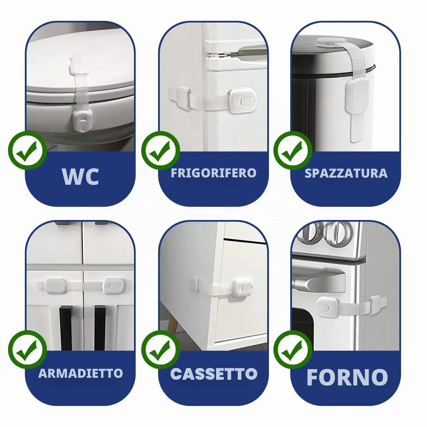 Septeamay Sicurezza Cassetti Bambini, Chiusure per Armadietto, Cassetto, Armadio e Frigorifero, 8 Pezzi, Bianca - immagine 4