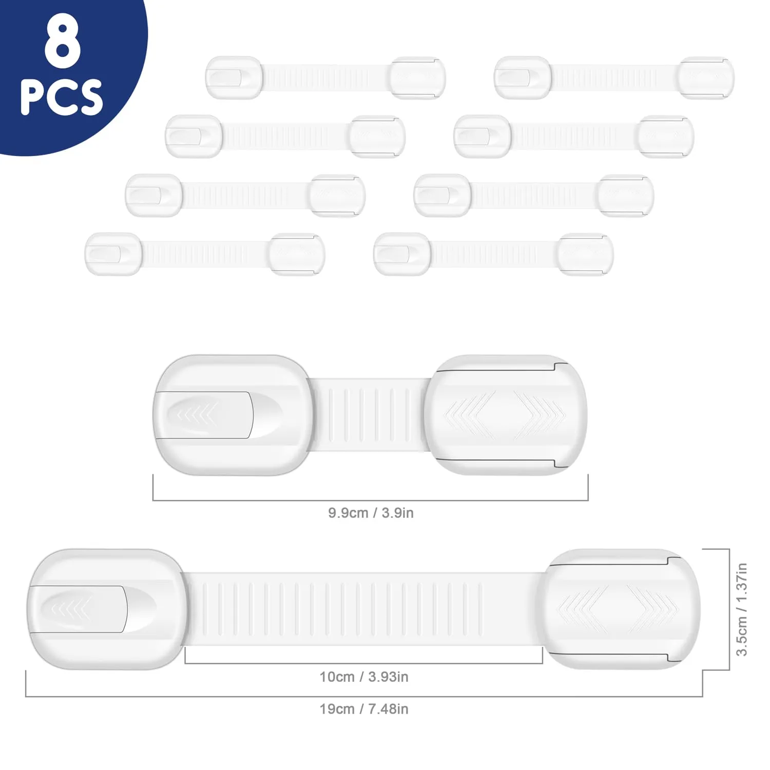Septeamay Sicurezza Cassetti Bambini, Chiusure per Armadietto, Cassetto, Armadio e Frigorifero, 8 Pezzi, Bianca - immagine 6