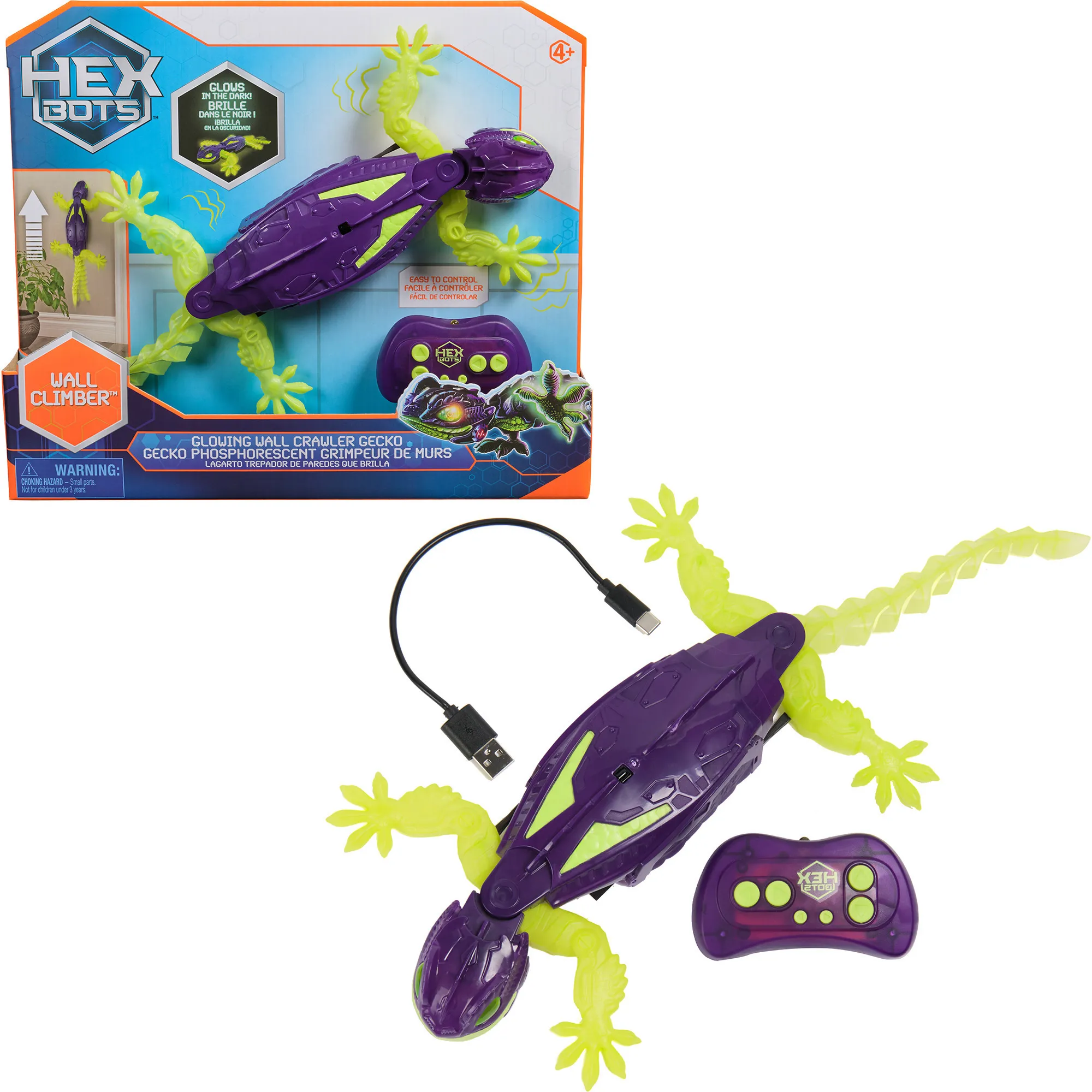 HEX BOTS Geco Telecomandato Fluo Glow-in-the-Dark Ricaricabile - immagine 1