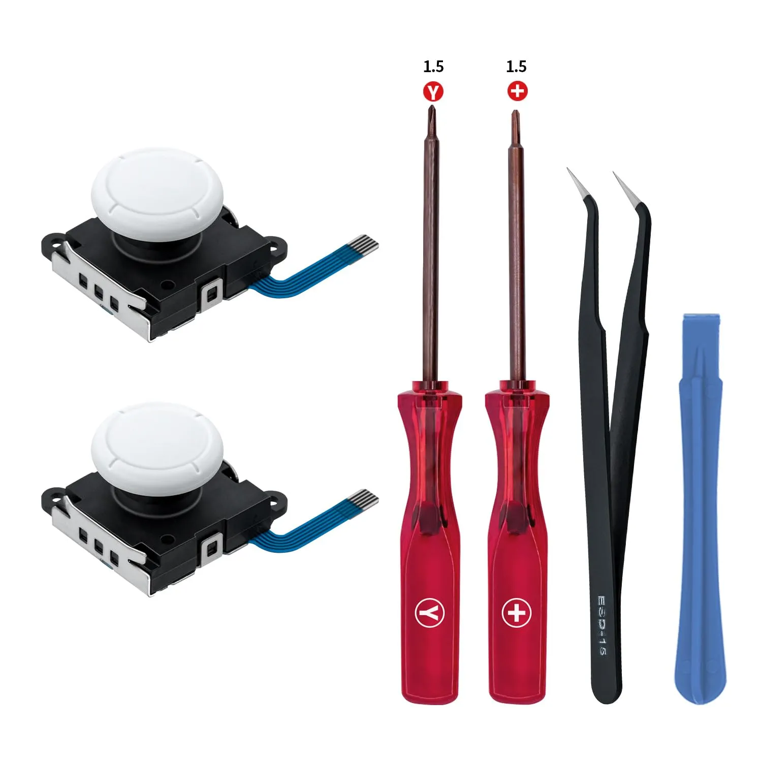 Tolesum Switch Joy-Con 3D Joystick Analogico Kit di Riparazione per NS Switch, Switch OLED e Switch Lite - Bianco - immagine 1