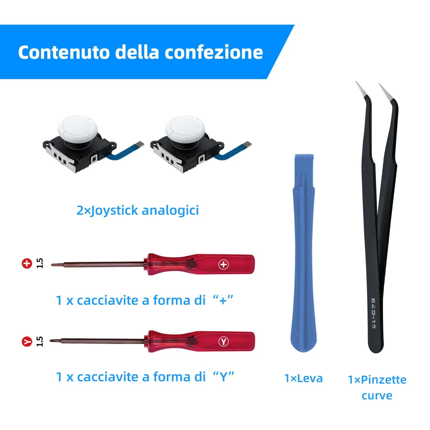 Tolesum Switch Joy-Con 3D Joystick Analogico Kit di Riparazione per NS Switch, Switch OLED e Switch Lite - Bianco - immagine 5