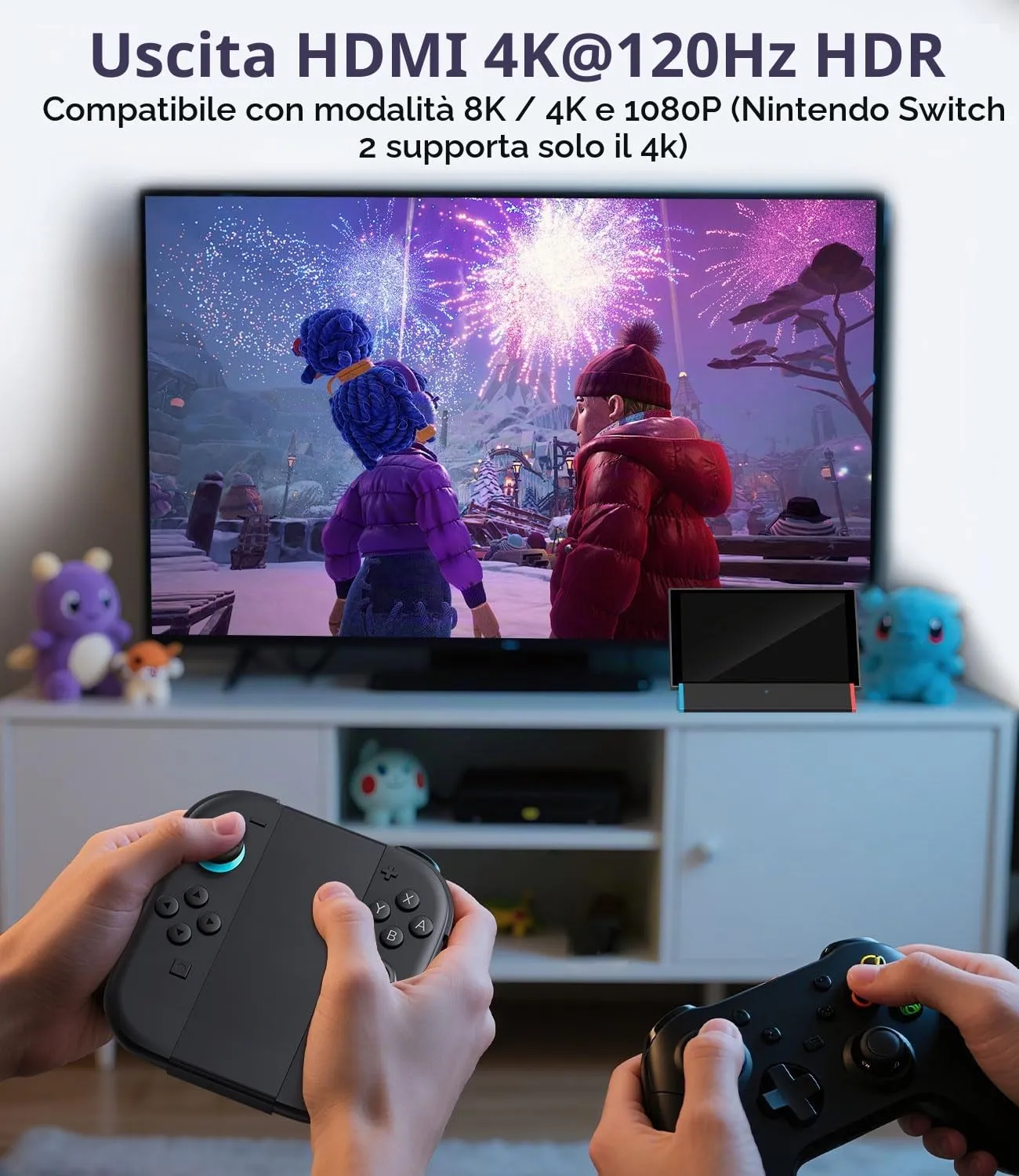 SiWiQU Switch 2 TV Dock S3MAX, 4K @120Hz HDMI, 100W PD Charging, USB 3.0 Portatile Base Support for Nintendo Switch 2 Console Only - immagine 4