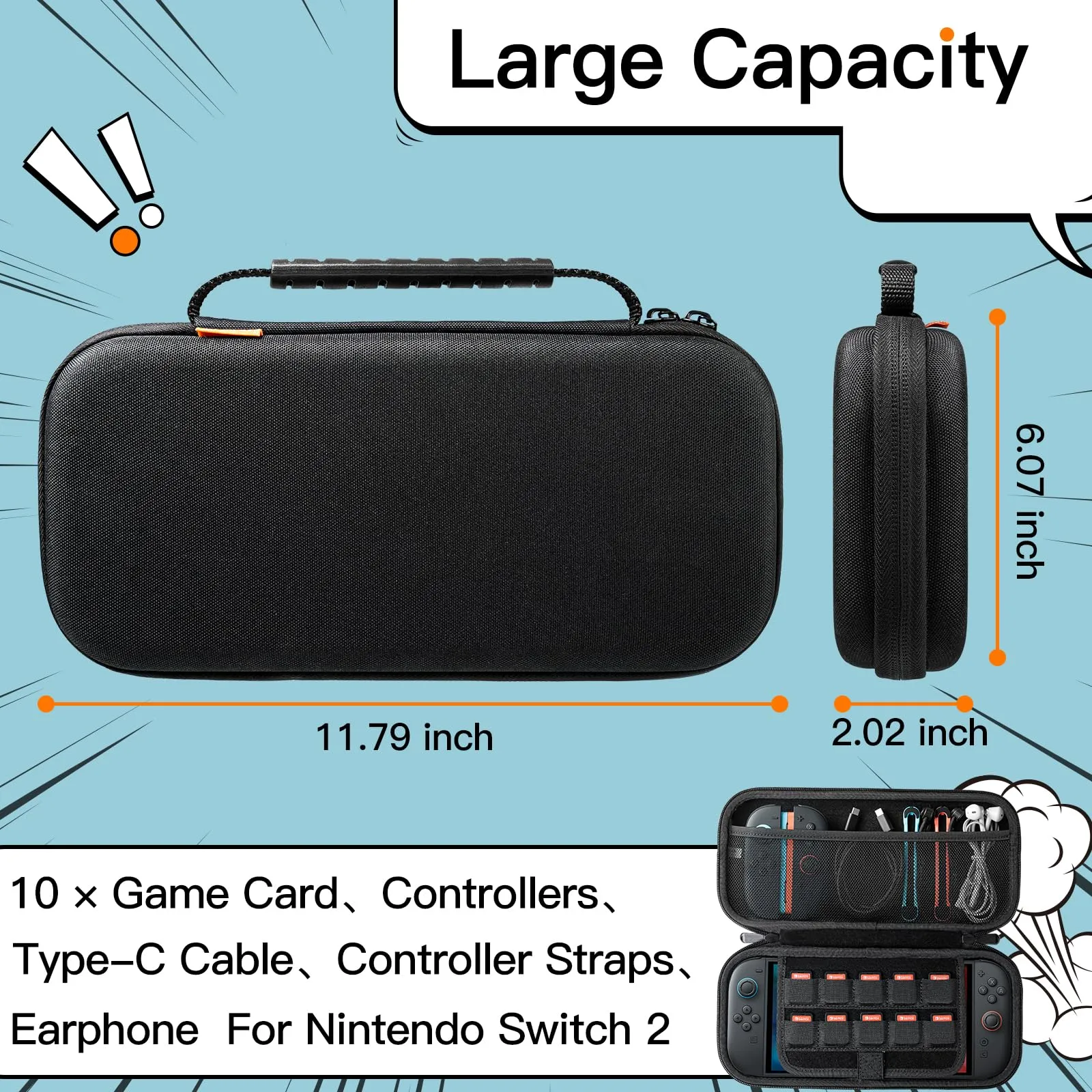 JETech Custodia da Trasporto per Nintendo Switch 2, Nero - immagine 2