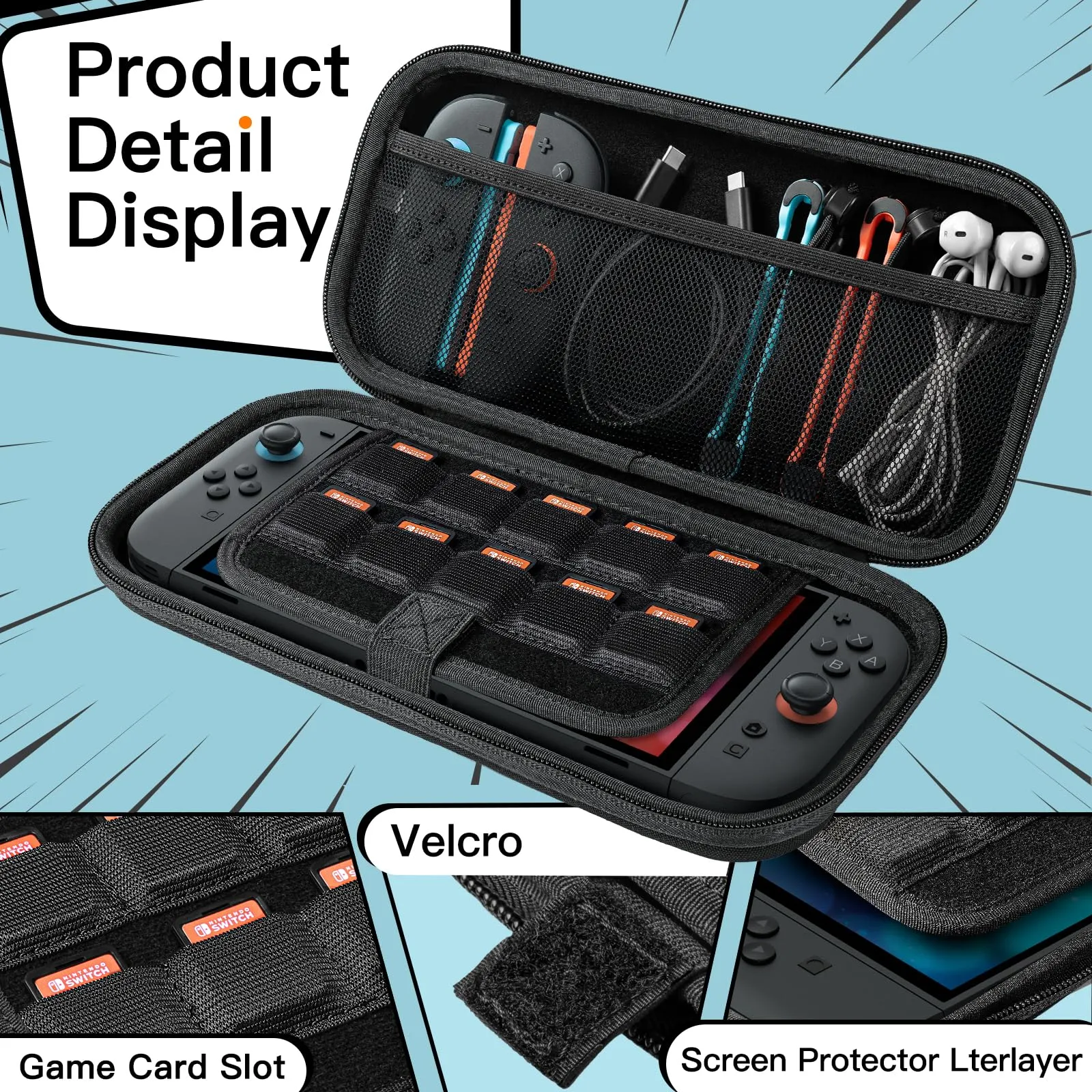 JETech Custodia da Trasporto per Nintendo Switch 2, Nero - immagine 5