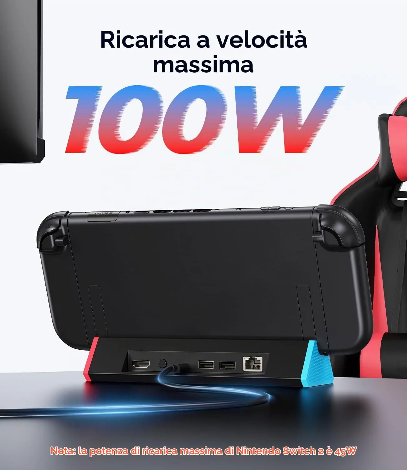SiWiQU Portable TV Dock for Nintendo Switch 2, 1000Mbit Ethernet Adapter, HDMI 4K@120Hz, 100W Type-C, USB 3.0 - immagine 7
