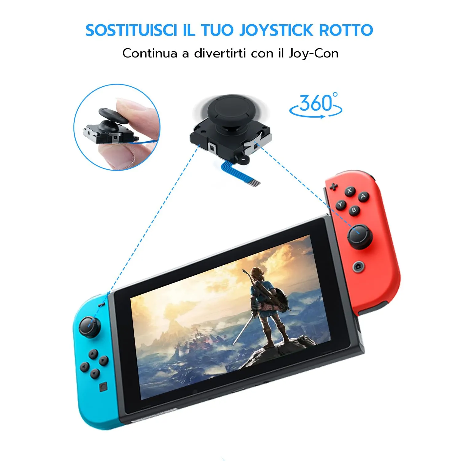 Tolesum Joy-Con 3D Joystick Analog Repair Kit for Nintendo Switch, Switch OLED, and Switch Lite - Black - immagine 6