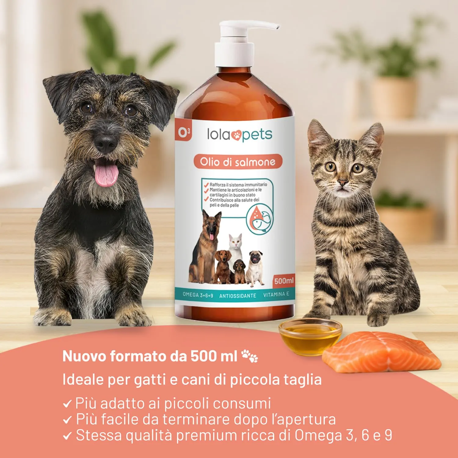 O³ Olio di Salmone Norvegese per Cani, Omega 3+6+9 e Vitamina E, 500ml - immagine 4