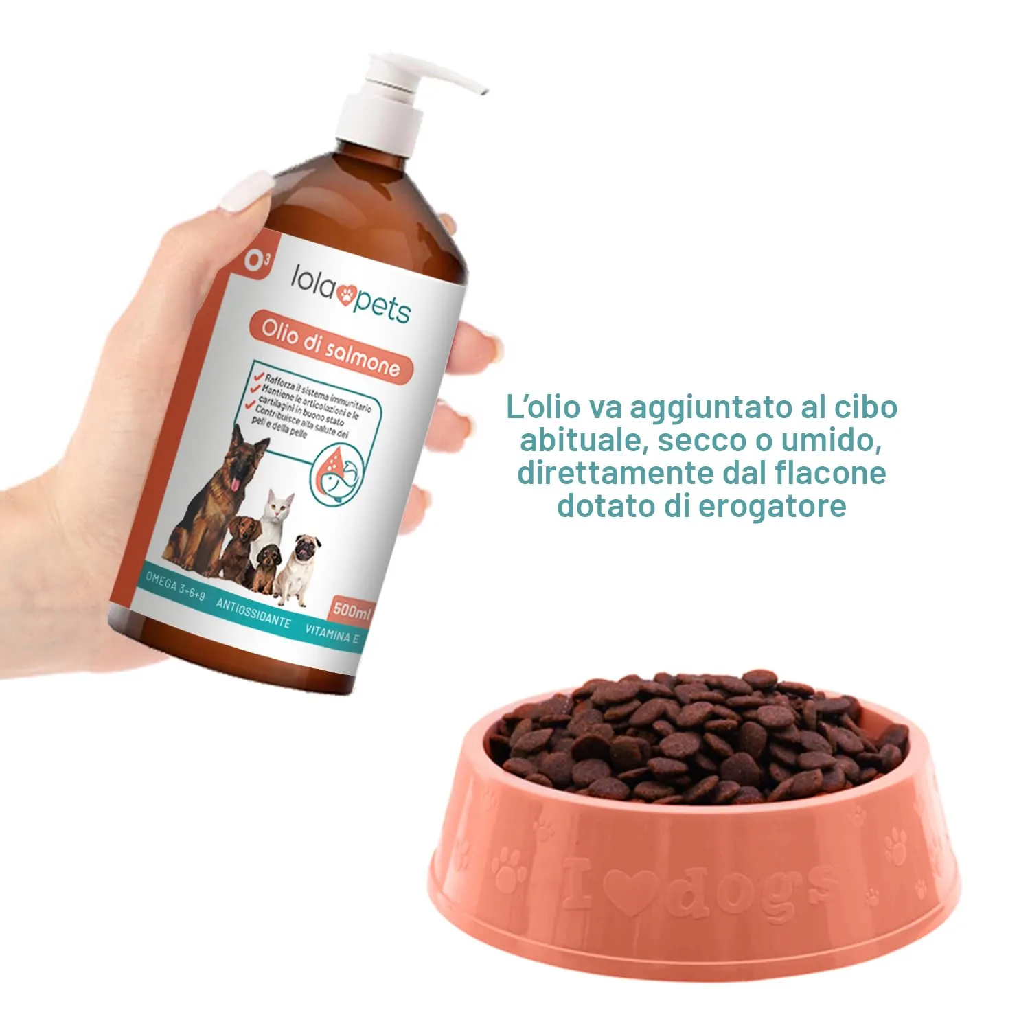 O³ Olio di Salmone Norvegese per Cani, Omega 3+6+9 e Vitamina E, 500ml - immagine 6