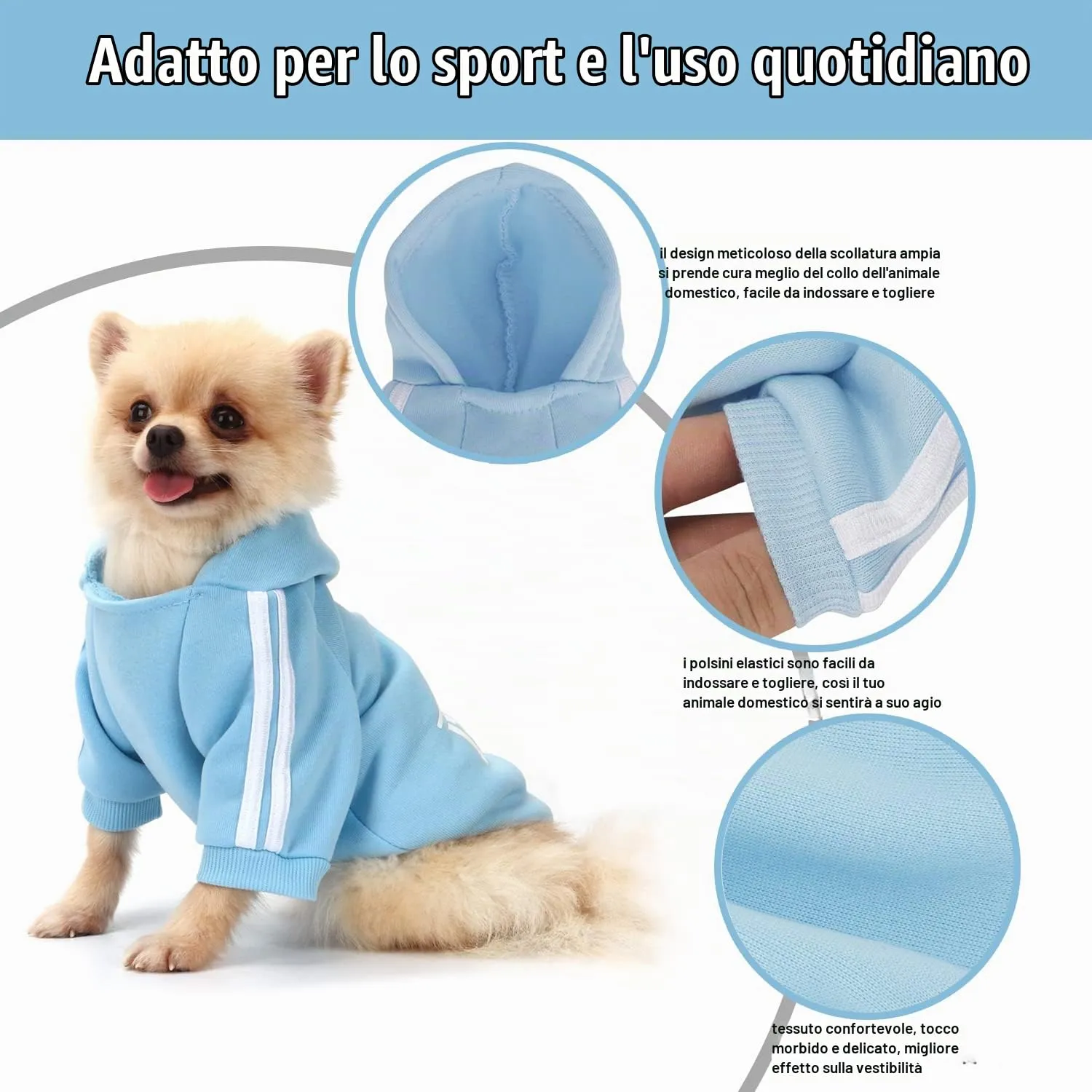 QiCheng&LYS Felpa per Cani, Blu, M - immagine 6