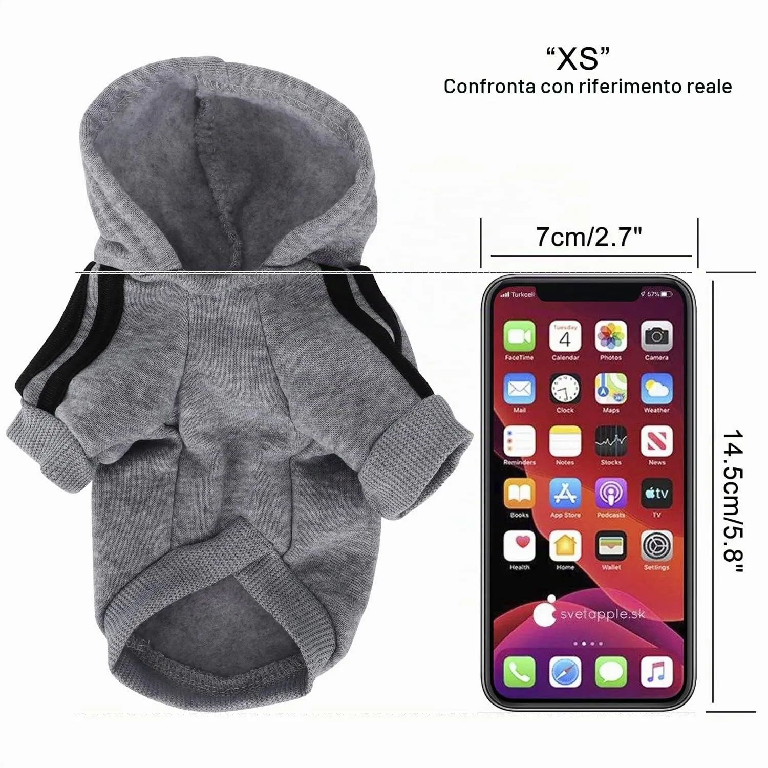 QiCheng&LYS Felpa per Cani, Cappotto Caldo per Animali Domestici (Grigio, XS) - immagine 2