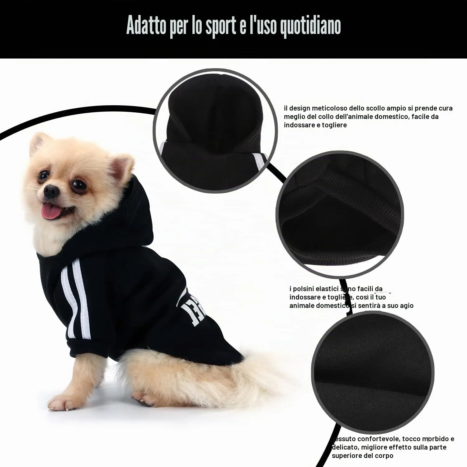 QiCheng&LYS Dog Winter Hoodie Coat (Nero, XS) - immagine 3