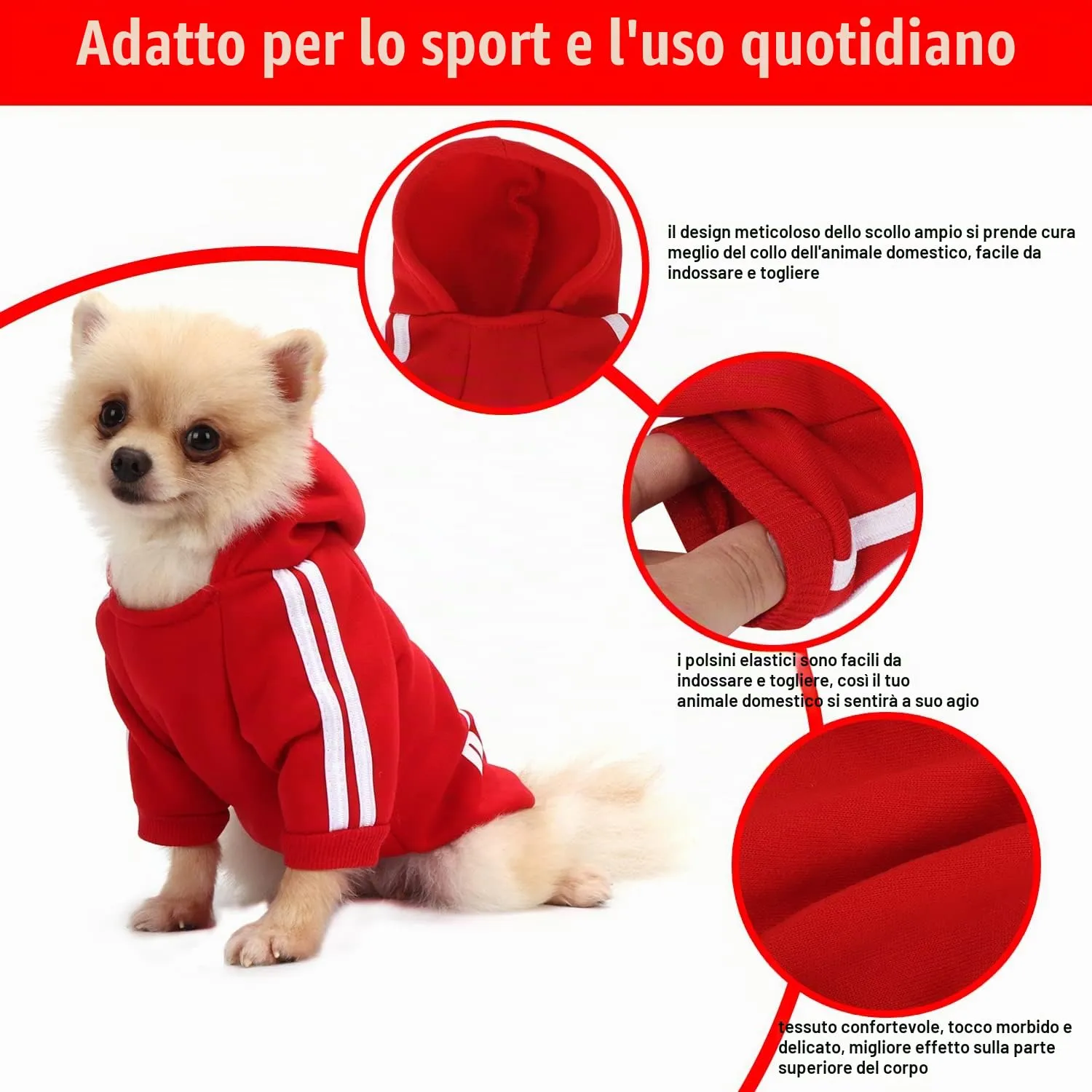 QiCheng&LYS Felpa per Cani, Rosso, XS - immagine 4