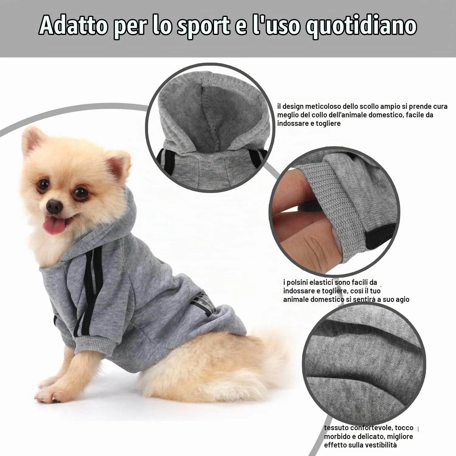 QiCheng&LYS Felpa per Cani, Grigio, S - immagine 5