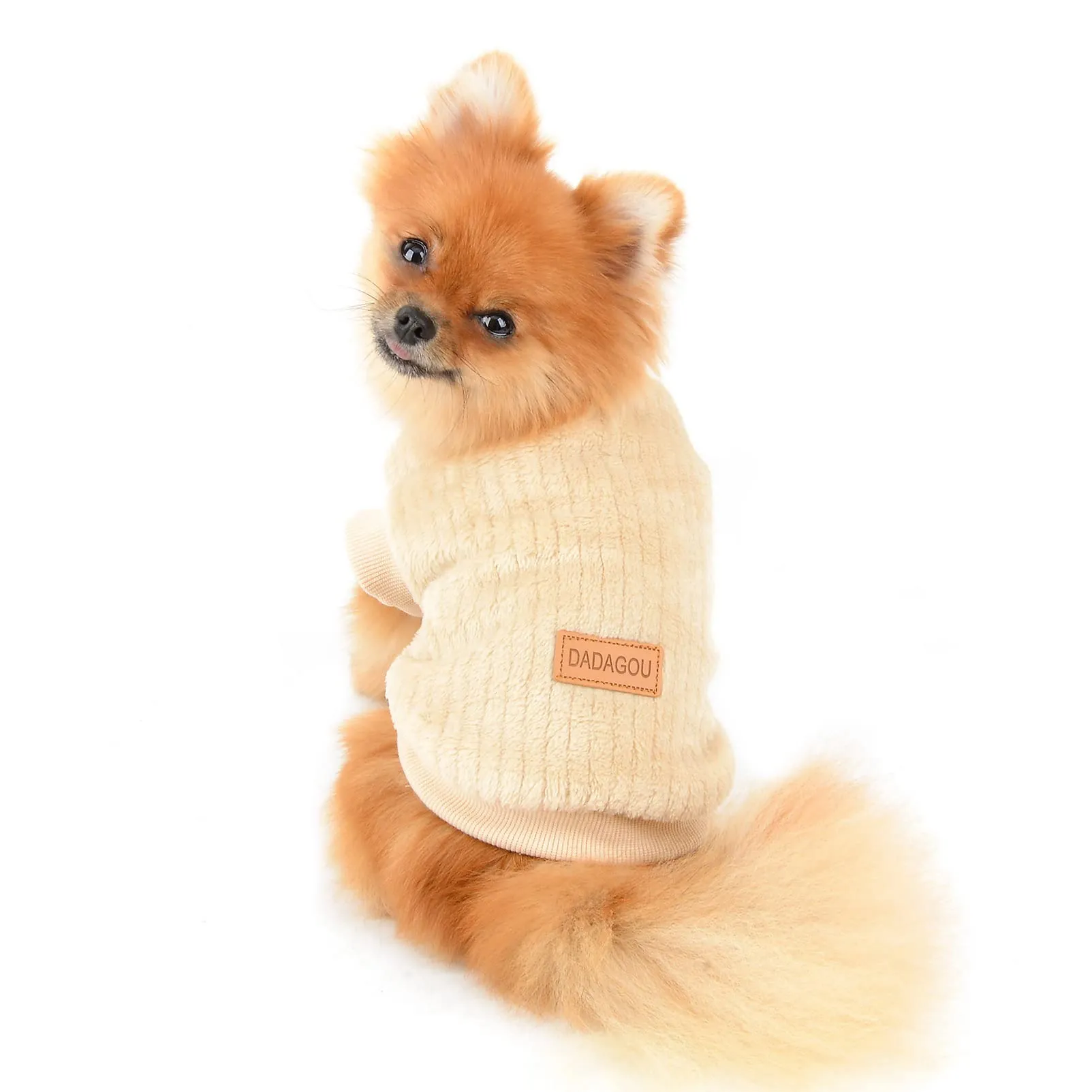 SMALLLEE_LUCKY_STORE Pet Ribbed Fleece Sweater Pullover for Small Dogs and Cats - immagine 6