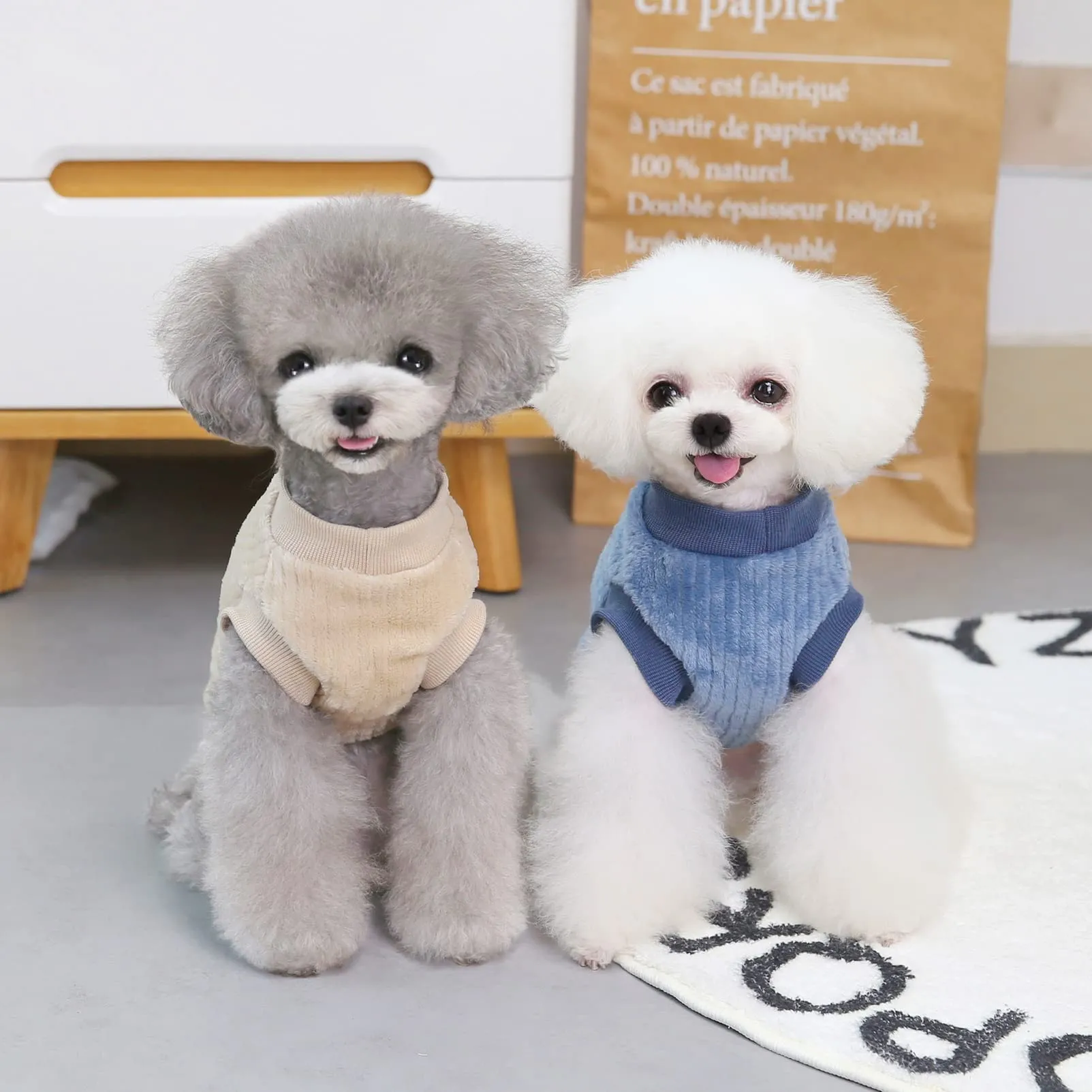 SMALLLEE_LUCKY_STORE Pet Ribbed Fleece Sweater Pullover for Small Dogs and Cats - immagine 9