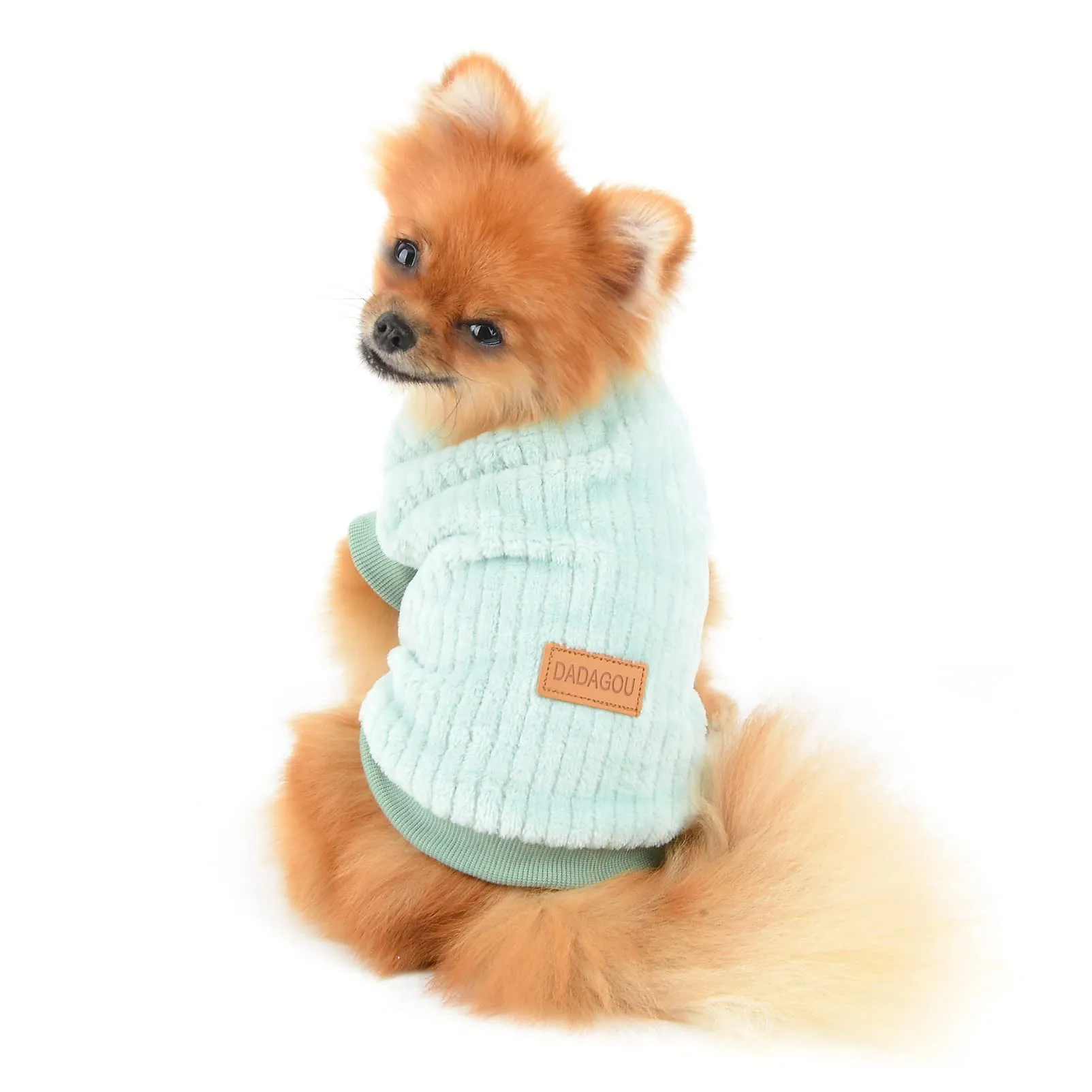 SMALLLEE_LUCKY_STORE Maglione Pullover in Pile a Costine per Cani di Piccola Taglia e Gatti - immagine 7