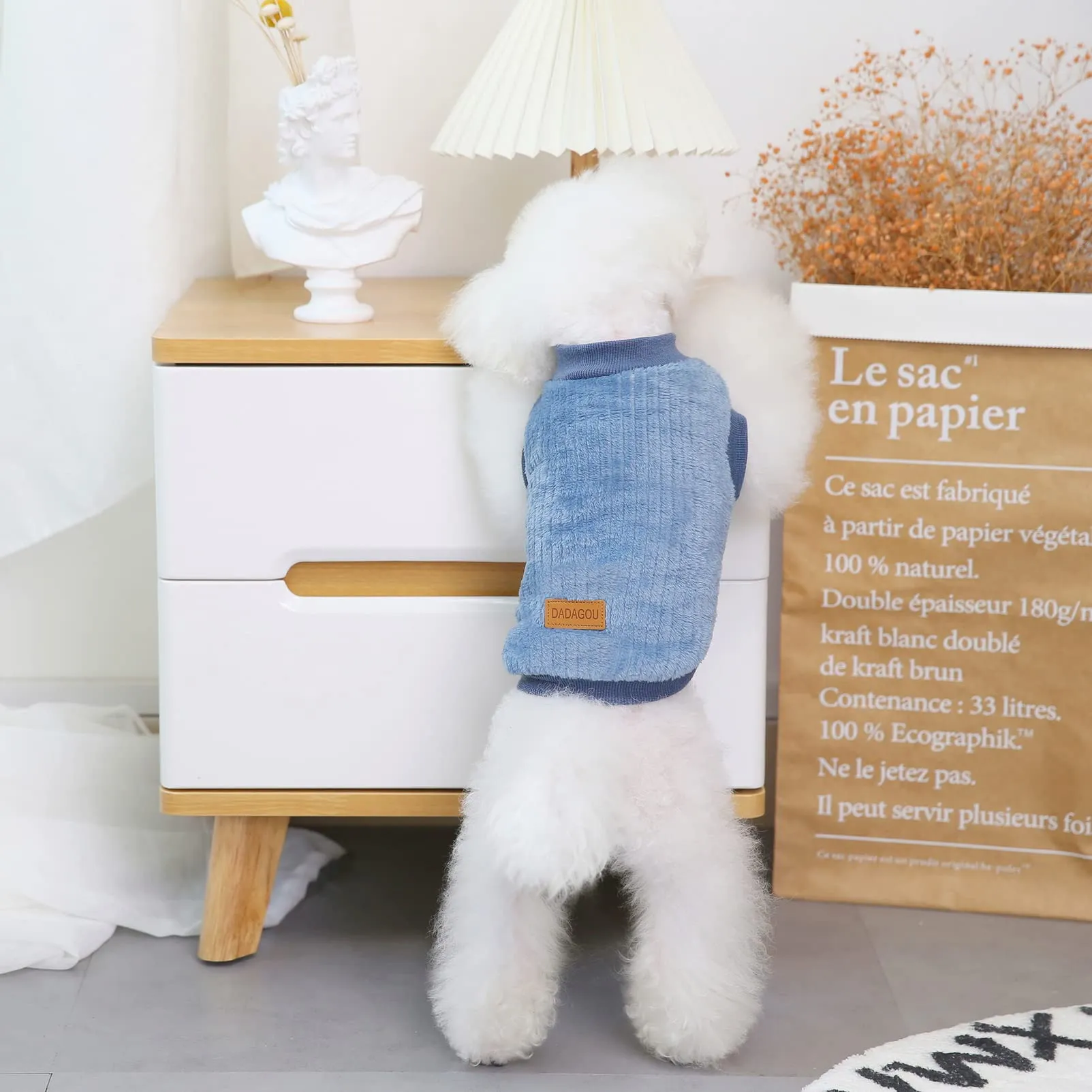 SMALLLEE_LUCKY_STORE Pet Ribbed Fleece Sweater Pullover for Small Dogs and Cats - immagine 8