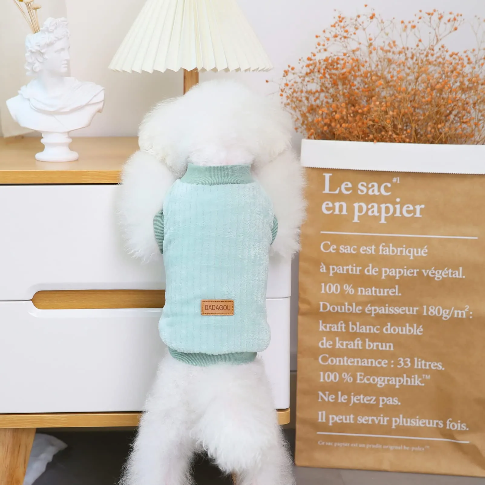 SMALLLEE_LUCKY_STORE Pet Ribbed Fleece Sweater Pullover for Small Dogs and Cats - immagine 8