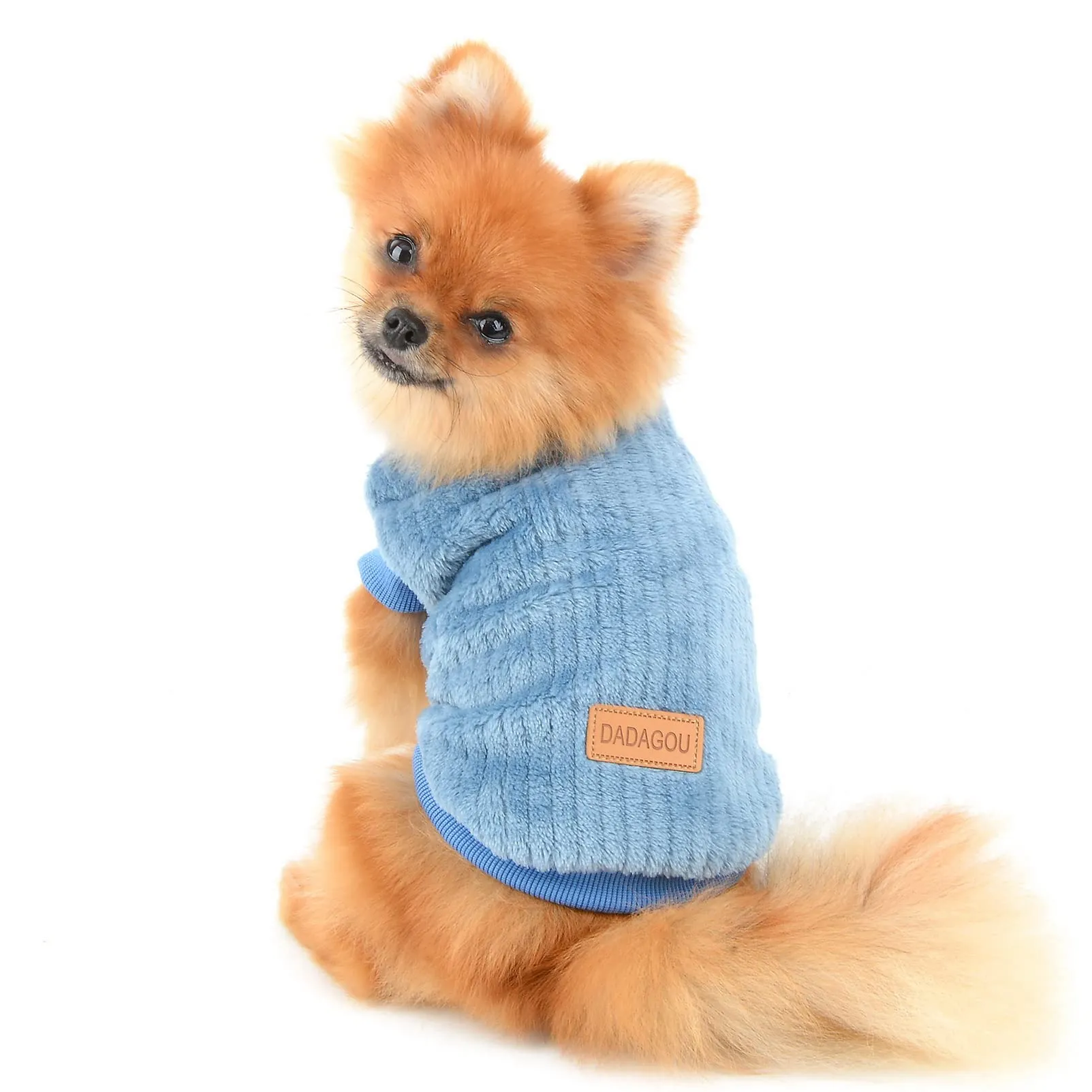 SMALLLEE_LUCKY_STORE Pet Ribbed Fleece Sweater Pullover for Small Dogs and Cats - immagine 6