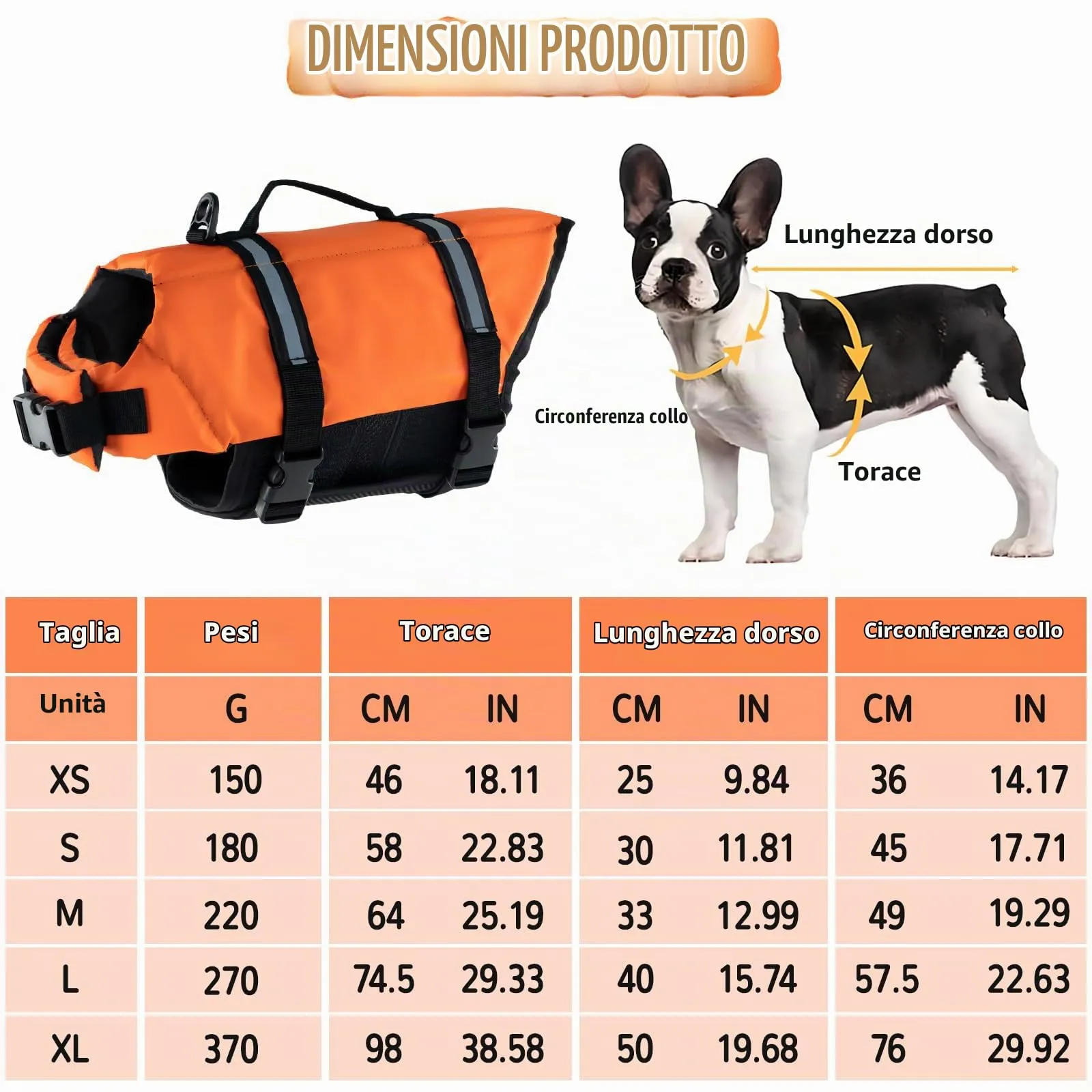 FainFun Giubbotto di Salvataggio per Cani, Arancione, Taglia M - immagine 2