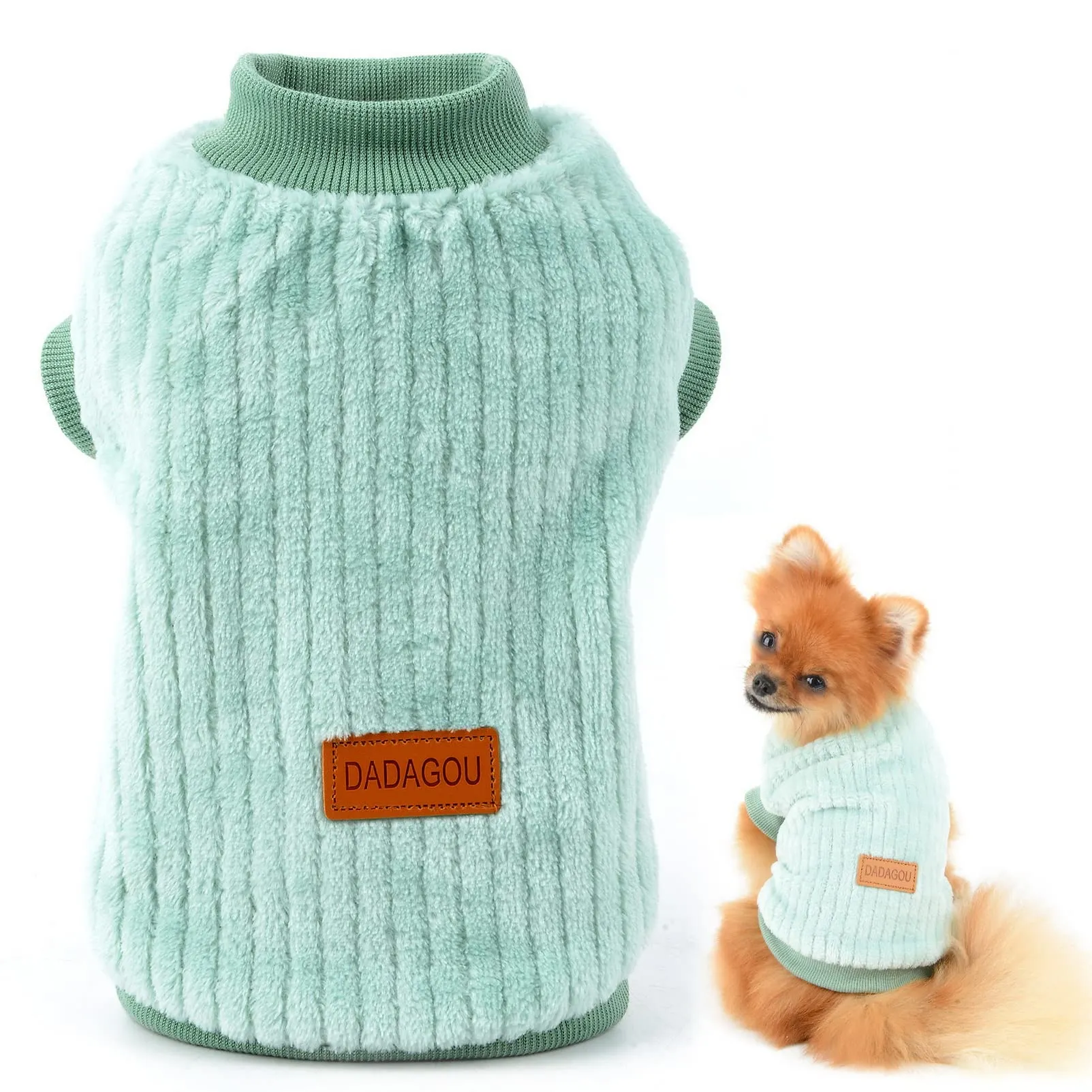 SMALLLEE_LUCKY_STORE Pet Ribbed Fleece Sweater Pullover for Small Dogs and Cats - immagine 1