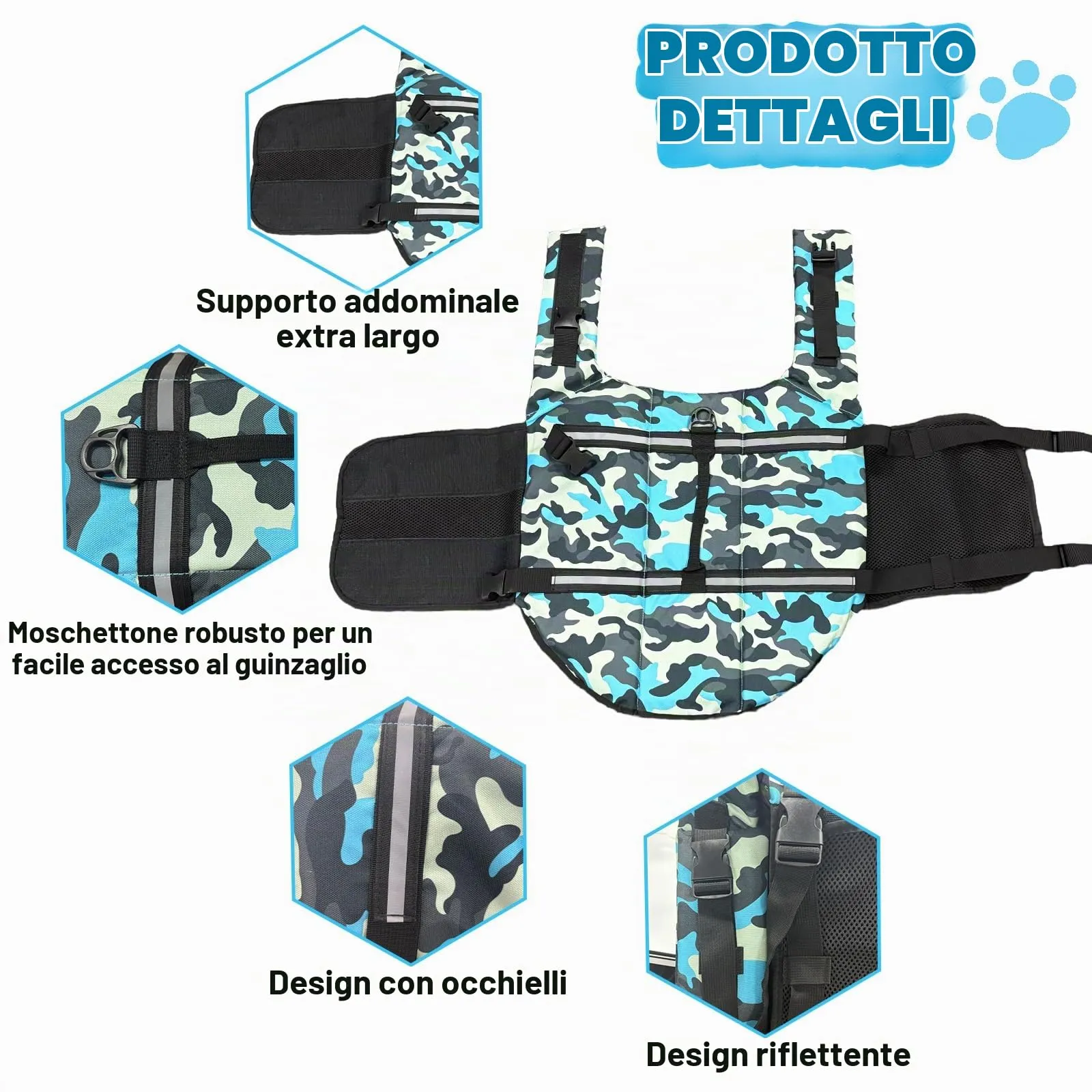 FainFun Giubbotto di Salvataggio per Cani, Blu C, L - immagine 3