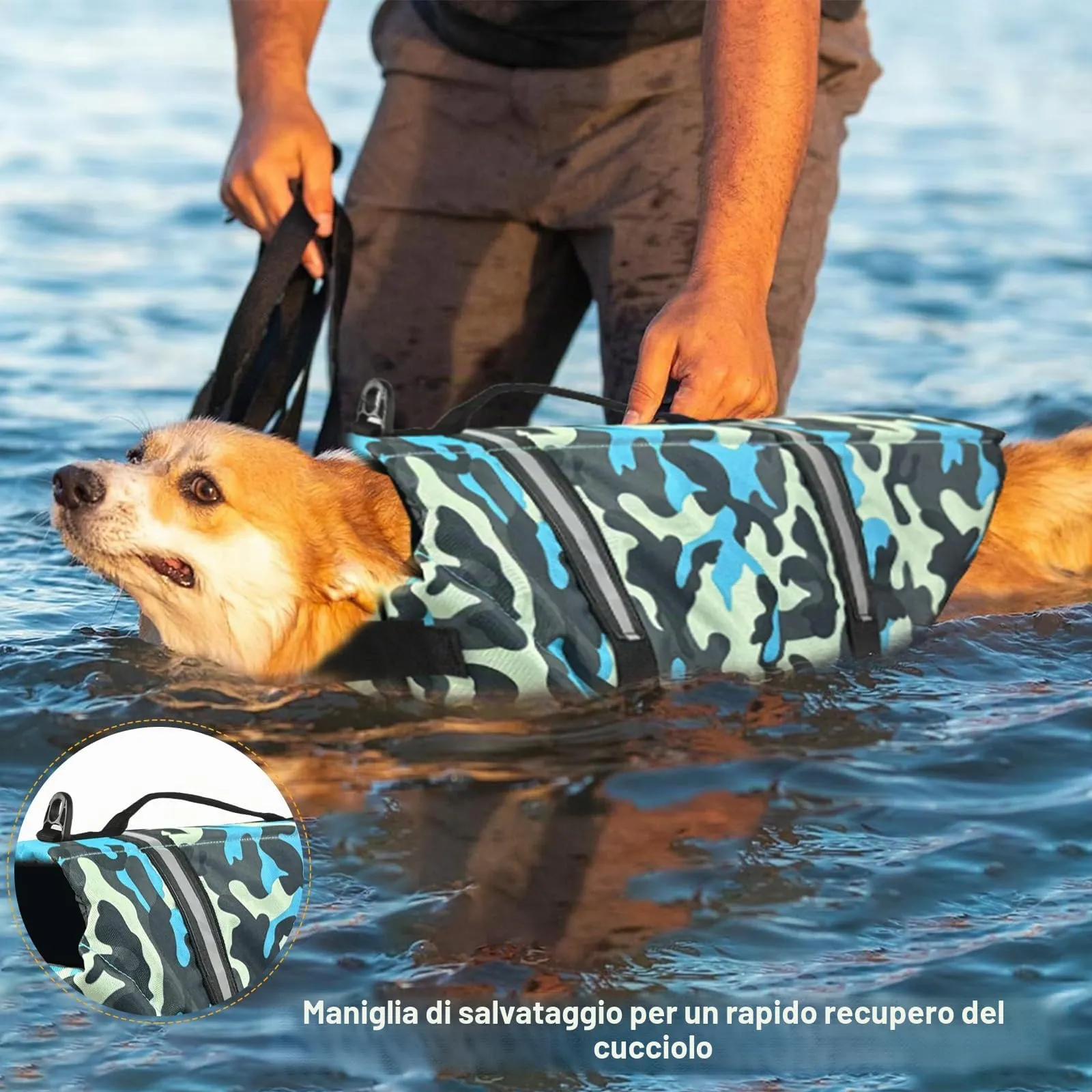 FainFun Giubbotto di Salvataggio per Cani, Blu C, L - immagine 5