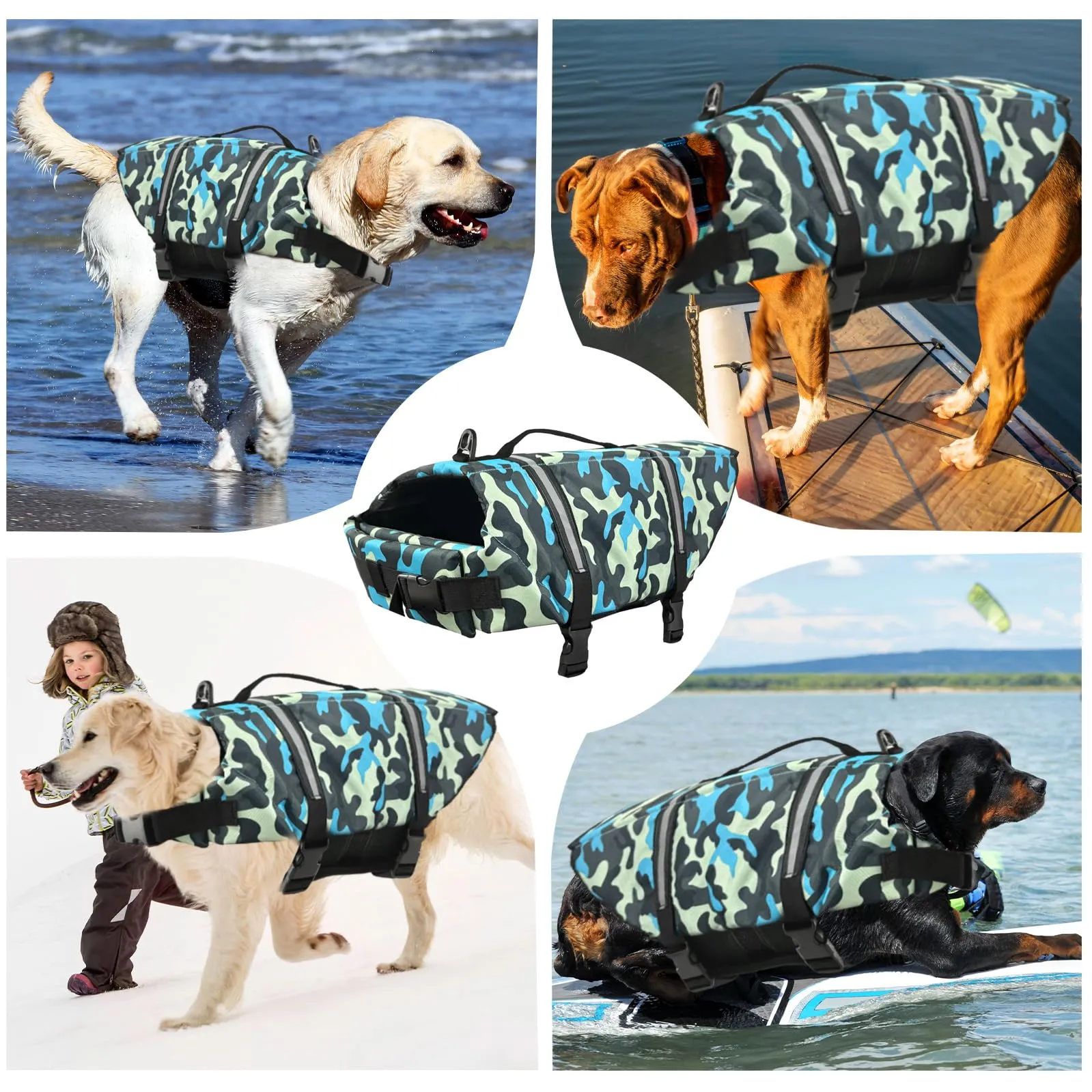 FainFun Giubbotto di Salvataggio per Cani, Blu C, L - immagine 7