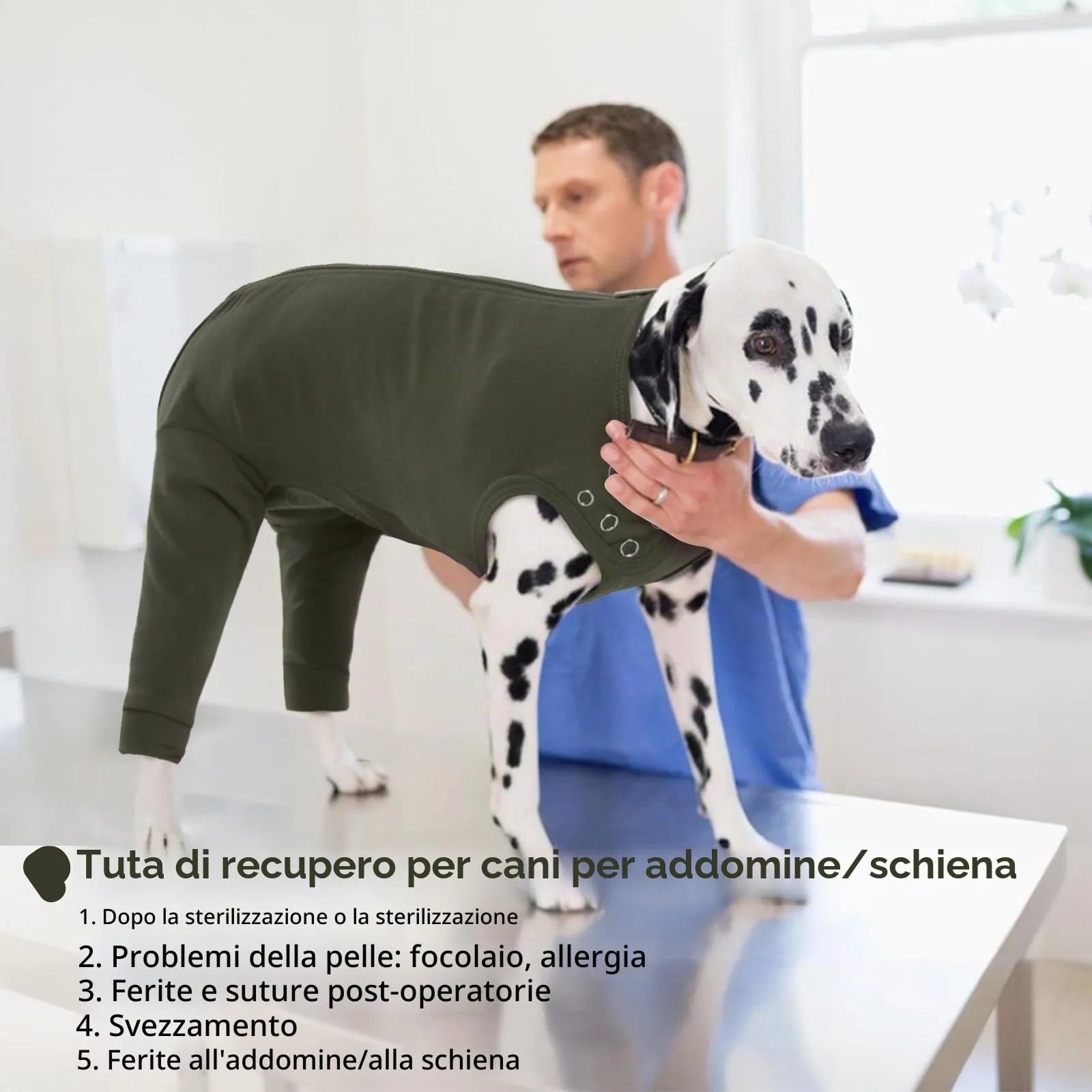 PUMYPOREITY Tuta Post Operatoria per Cani, Protezione Gambe Posteriori e Sterilizzazione, Verde Muschio, 3XL - immagine 6