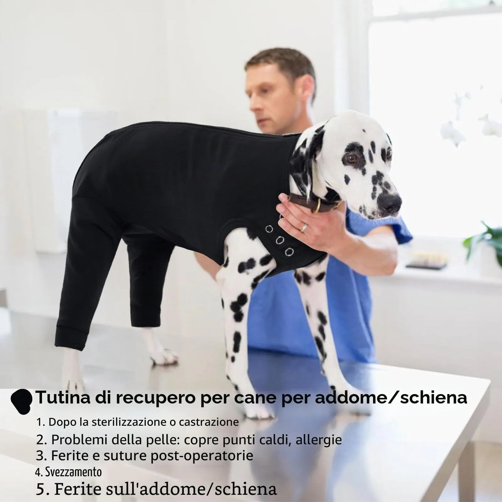 PUMYPOREITY Vestito Recupero Cani Tuta Post-Operatoria Body Protezione Ferite (Nero, S) - immagine 6