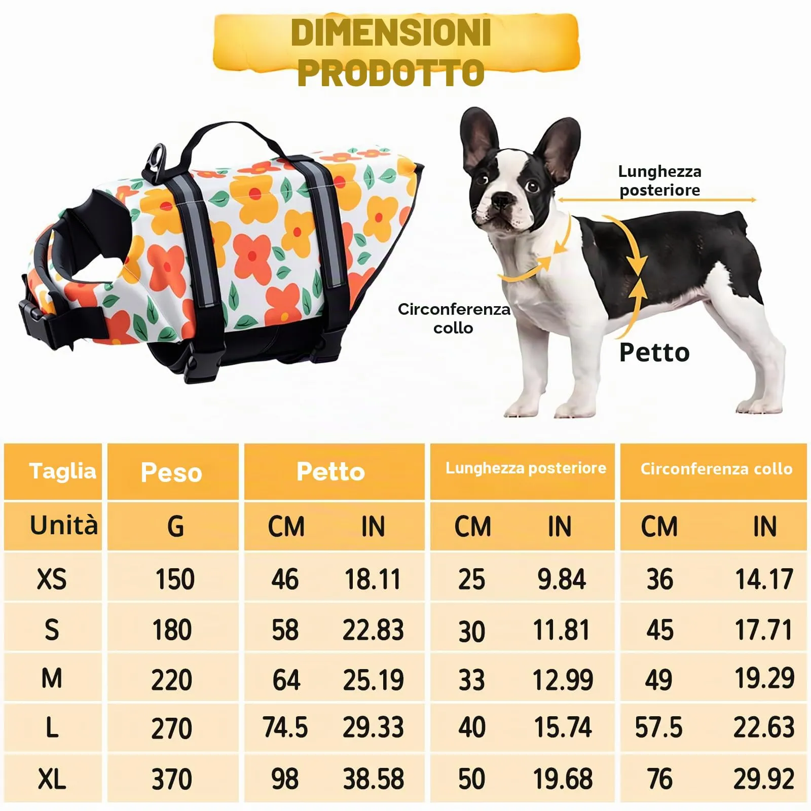 FainFun Giubbotto di Salvataggio per Cani, Arancione, Taglia L - immagine 2