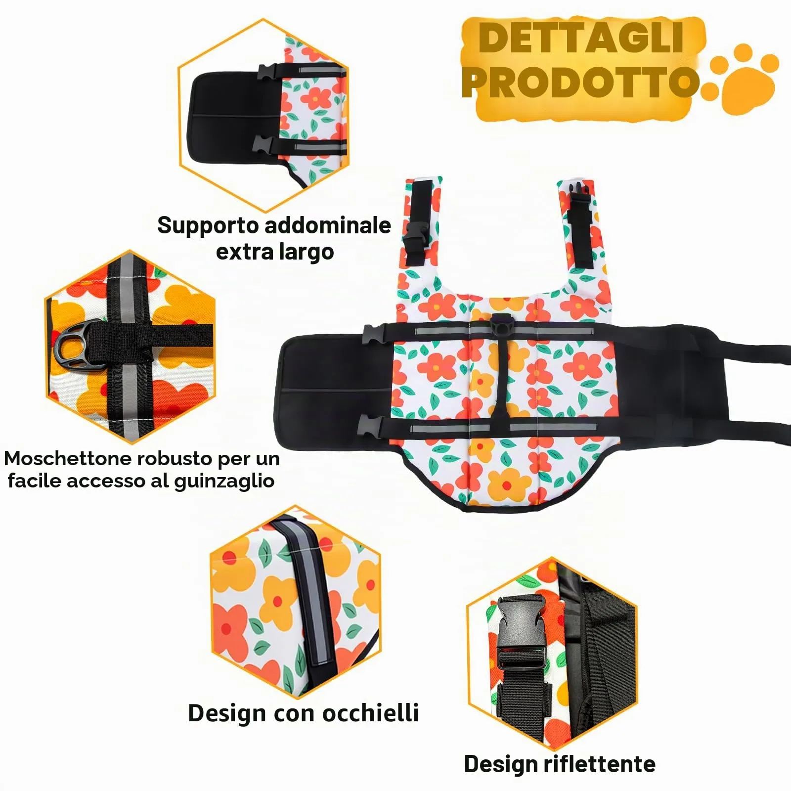 FainFun Giubbotto di Salvataggio per Cani, Arancione, Taglia L - immagine 3
