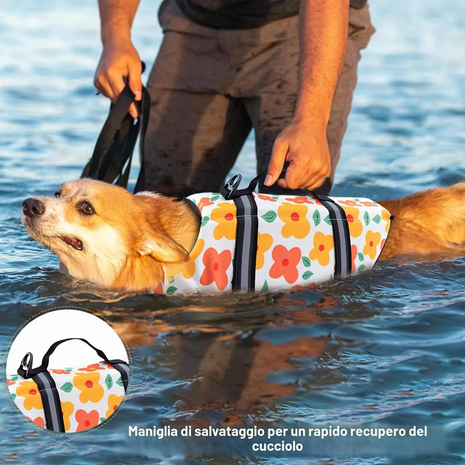 FainFun Giubbotto di Salvataggio per Cani, Arancione, Taglia L - immagine 5