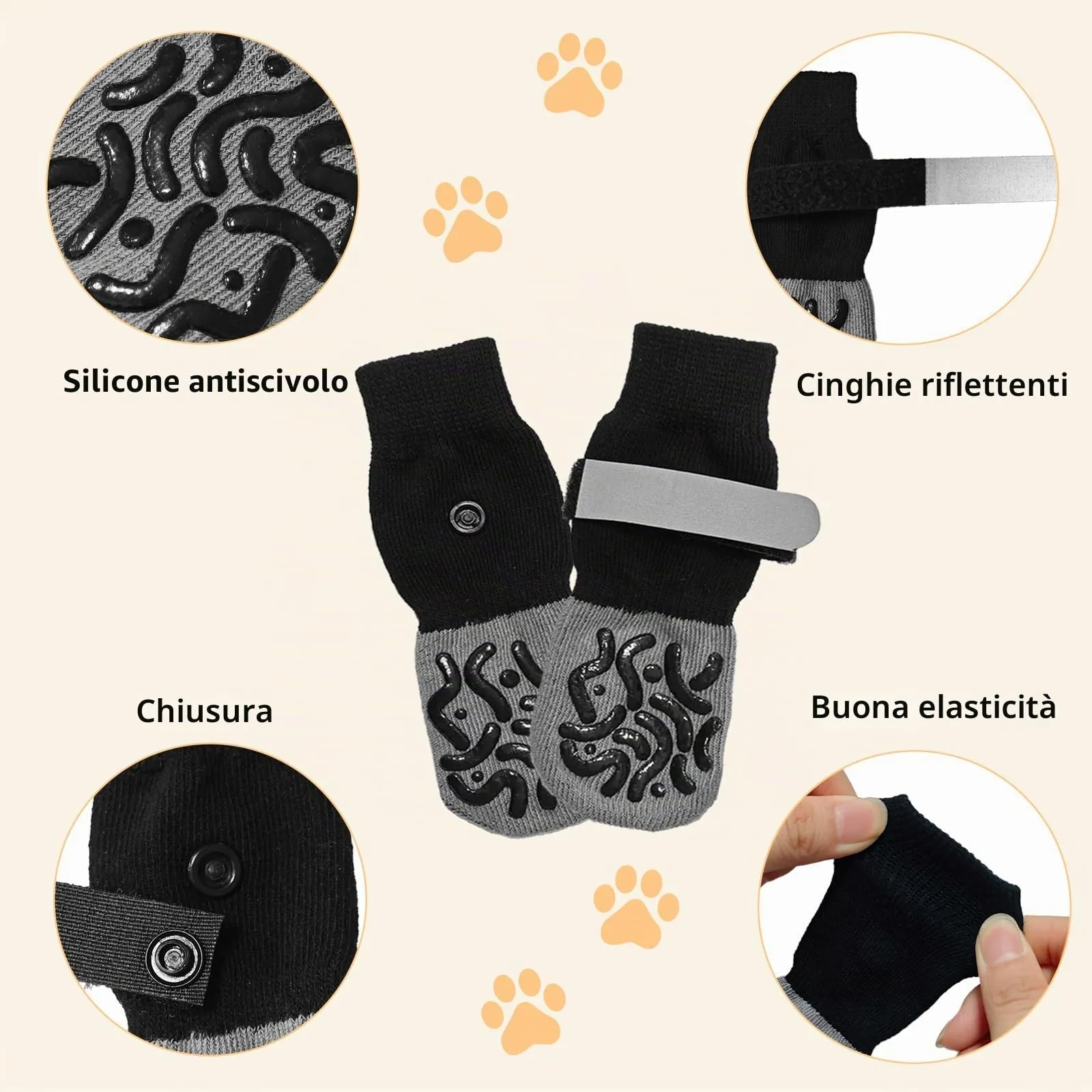 ZEMINRI Calzini Antiscivolo per Cani, 4 Paia (M) - immagine 3