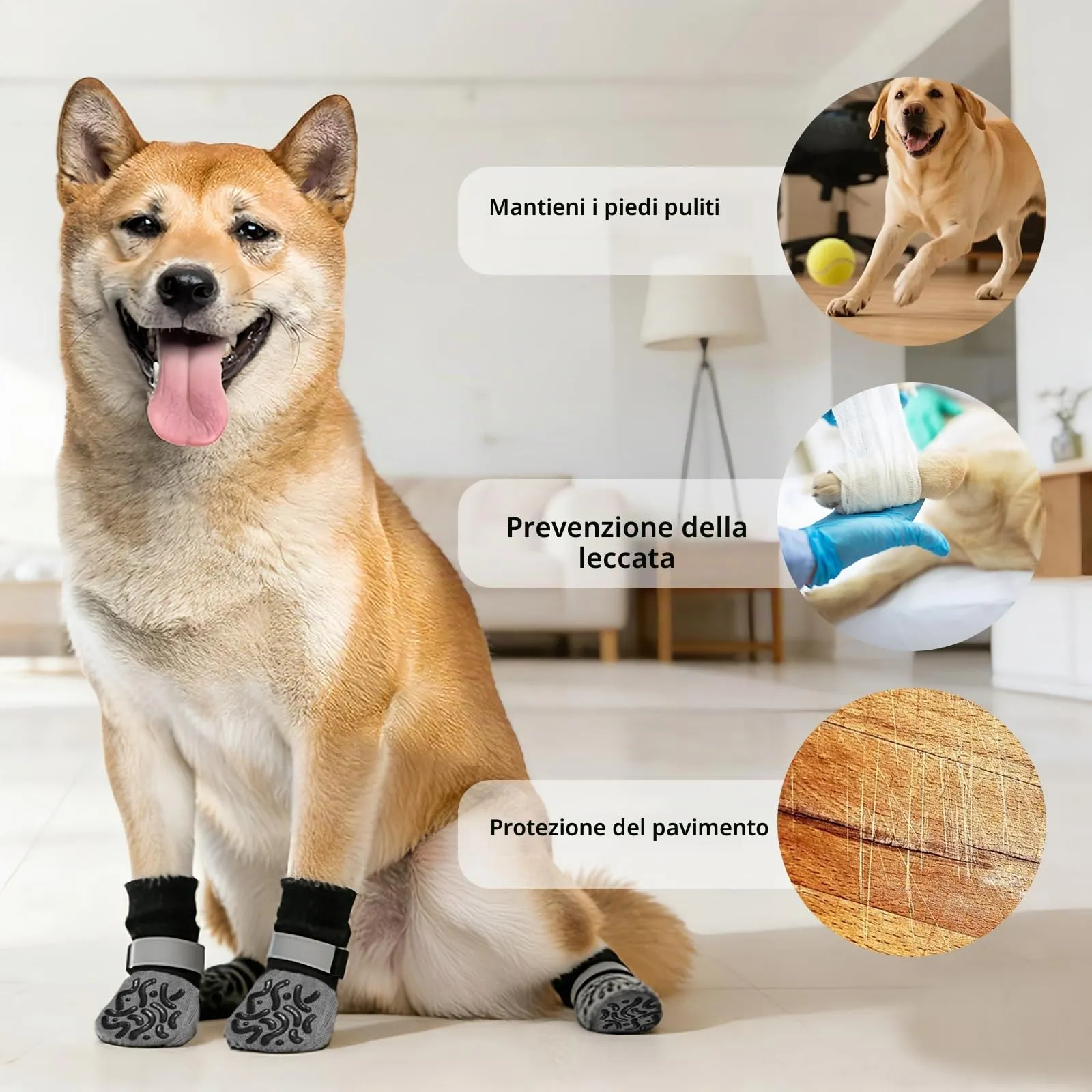 ZEMINRI Calzini Antiscivolo per Cani, 4 Paia (M) - immagine 4