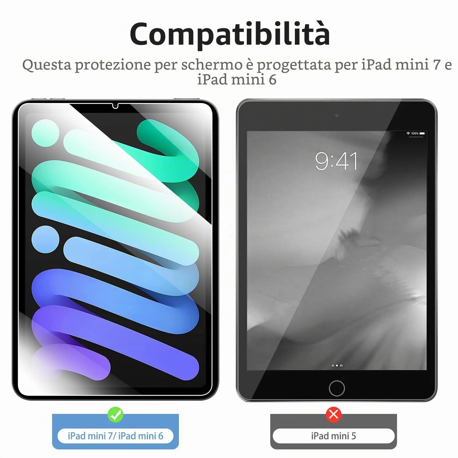 NEW'C Pellicola in Vetro Temperato per iPad mini 7 (A17 Pro) e iPad mini 6, 8,3 Pollici - immagine 2