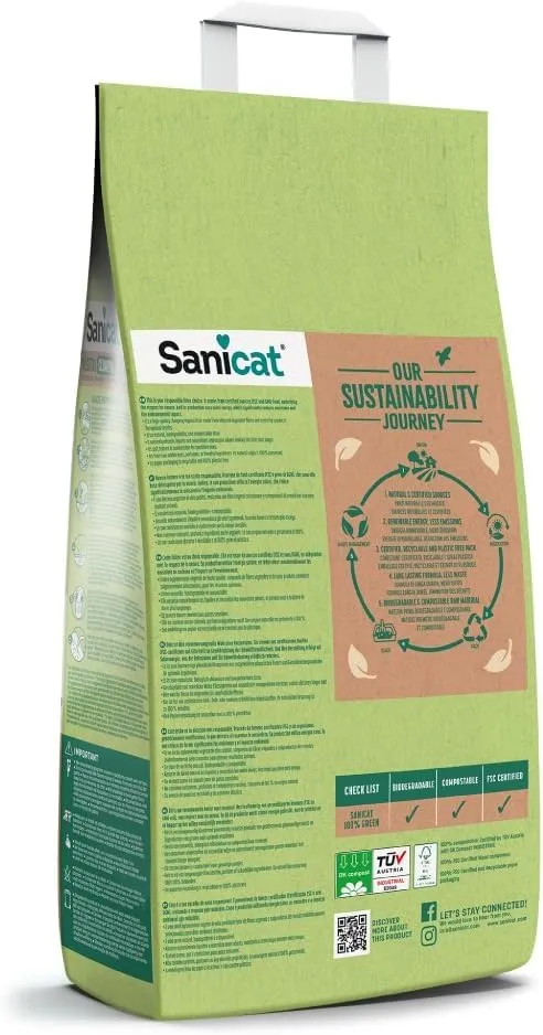 Sanicat Natura Activa 100% Green Lettiera Vegetale Agglomerante, 2,5 kg x 4 - immagine 3