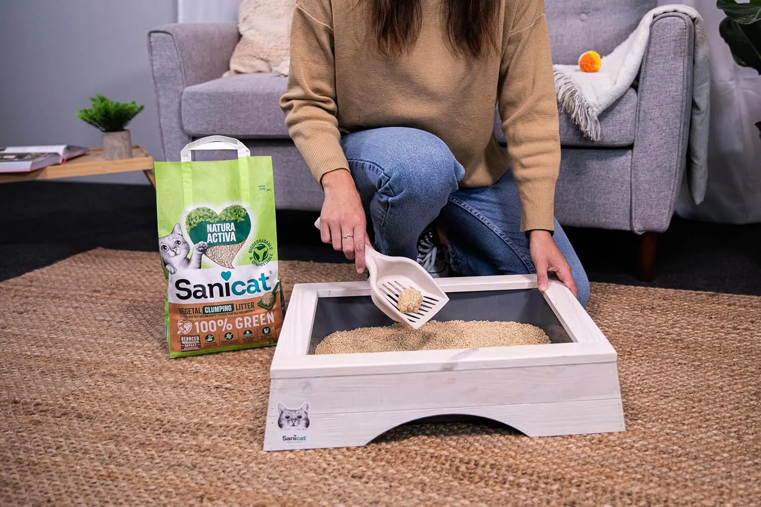Sanicat Natura Activa 100% Green Lettiera Vegetale Agglomerante, 2,5 kg x 4 - immagine 5