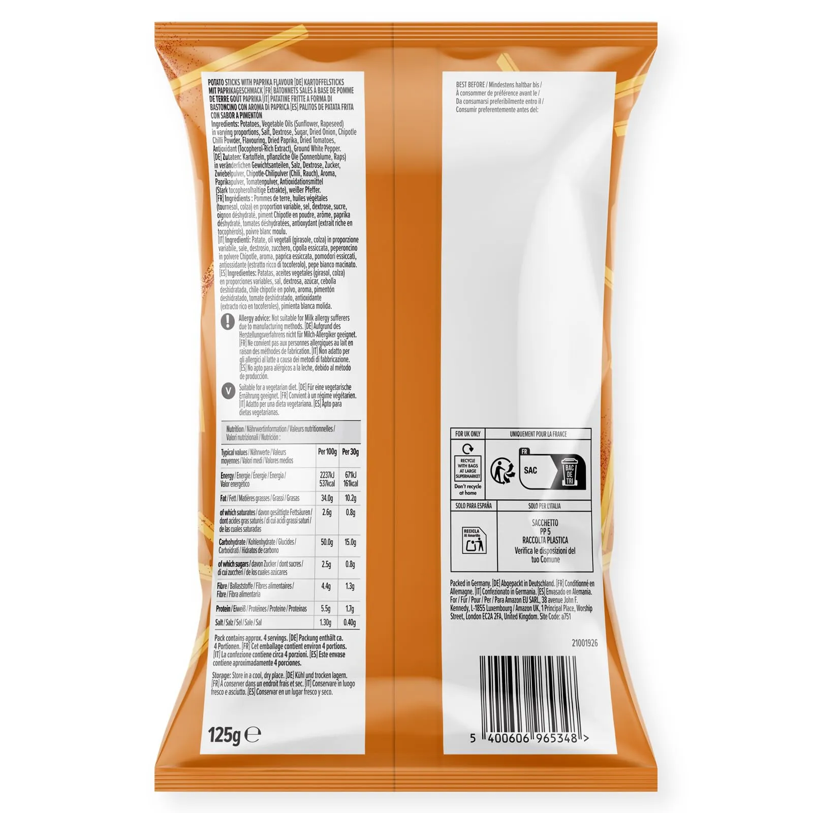 Amazon Potato Sticks Paprika, 125g - immagine 3