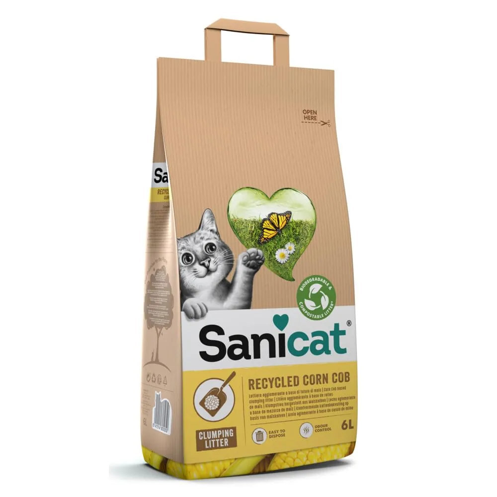Sanicat Lettiera per gatti in tutolo di mais riciclato, 6 L - immagine 1