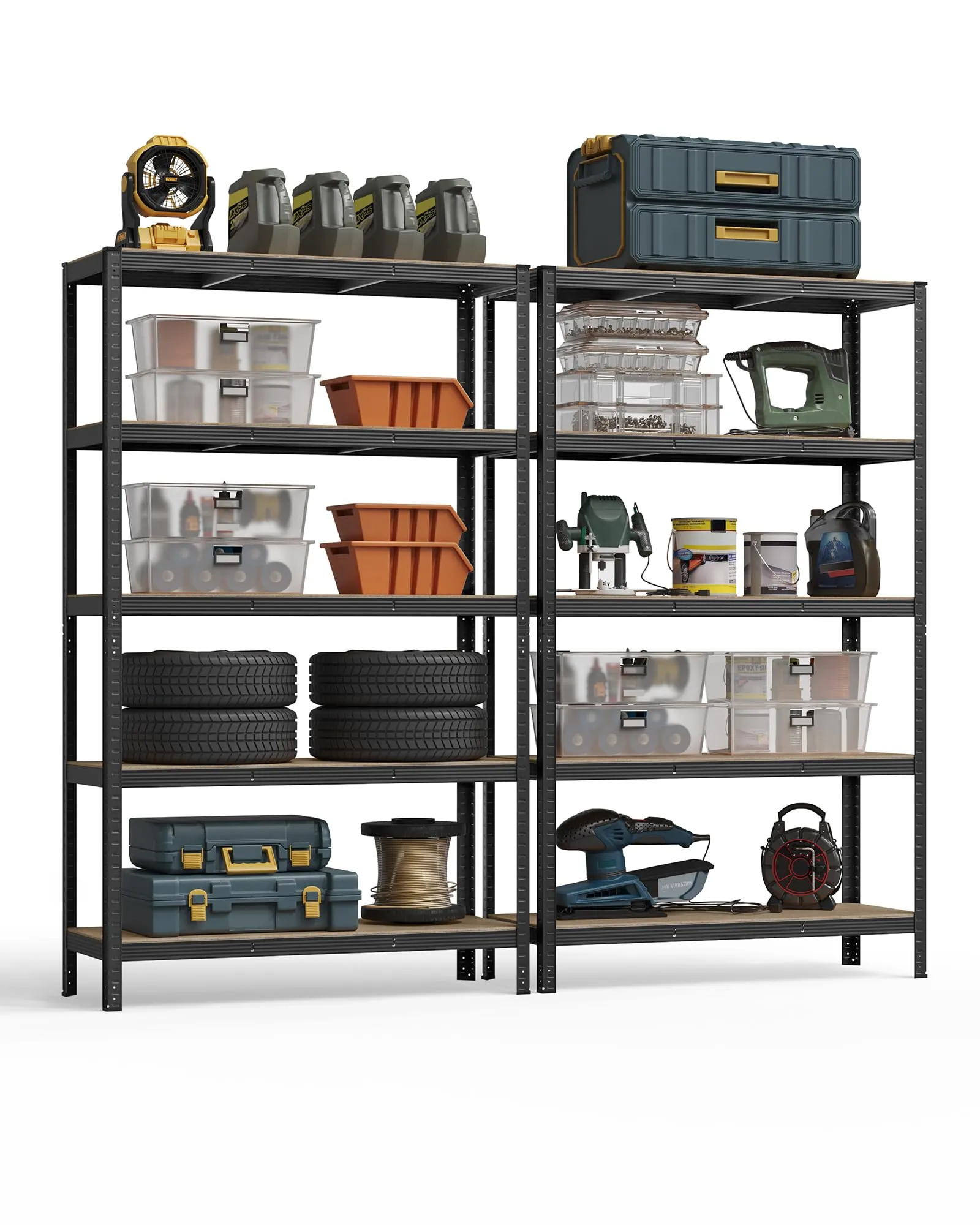 SONGMICS Set di 2 Scaffali in Metallo a 5 Ripiani, 60 x 120 x 200 cm, Nero GLR060B02 - immagine 9