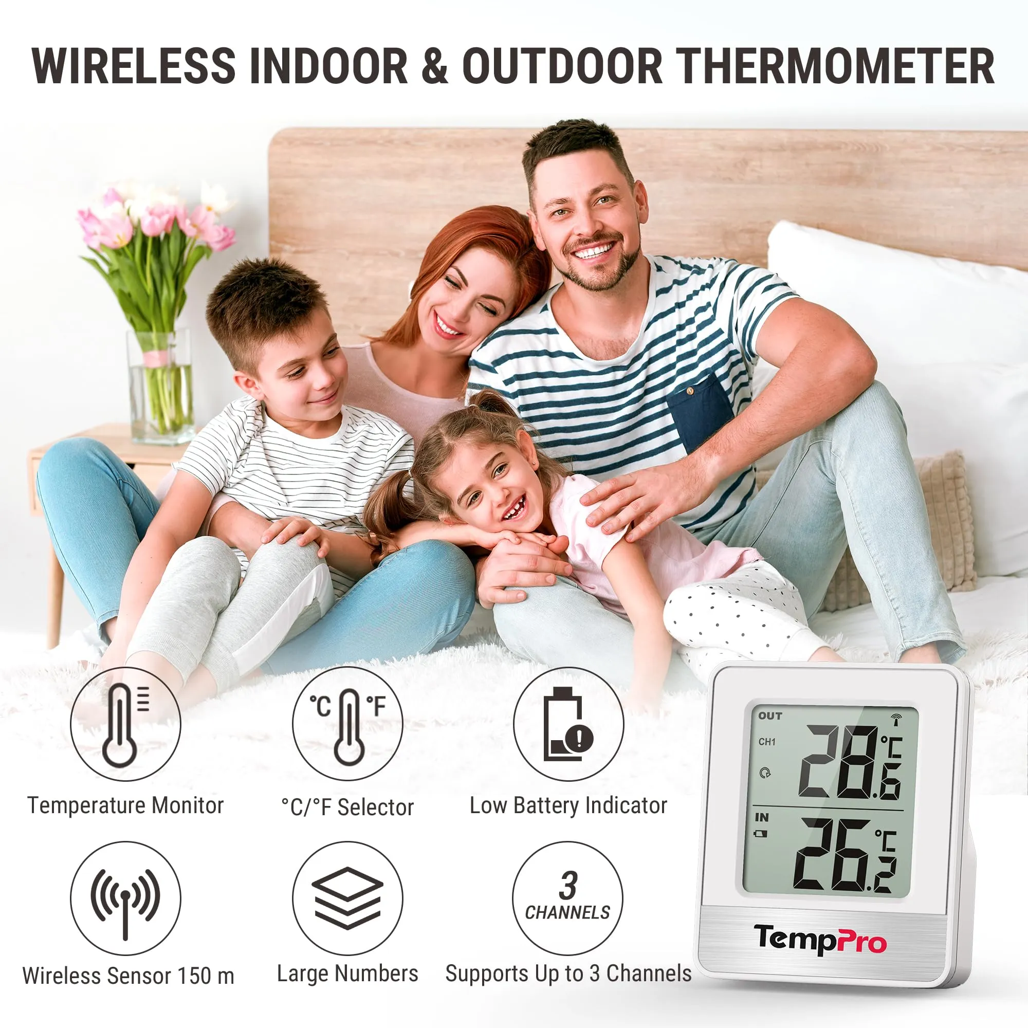 TempPro TP200C Termometro Ambiente Interno Esterno Wireless - immagine 3