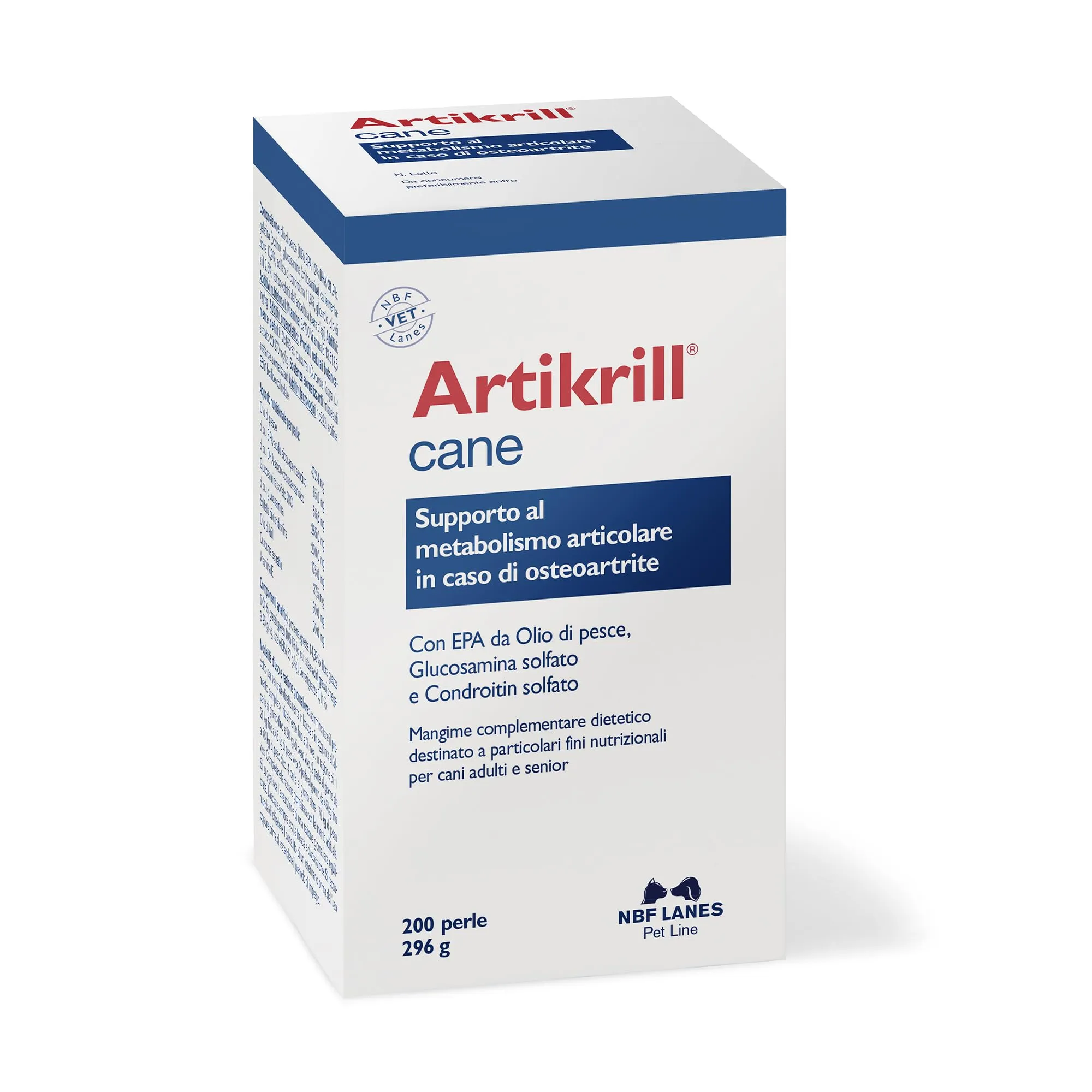 NBF Lanes Artikrill Cane, 200 Perle, Supporto Metabolismo Articolare per Cani Adulti e Senior - immagine 1